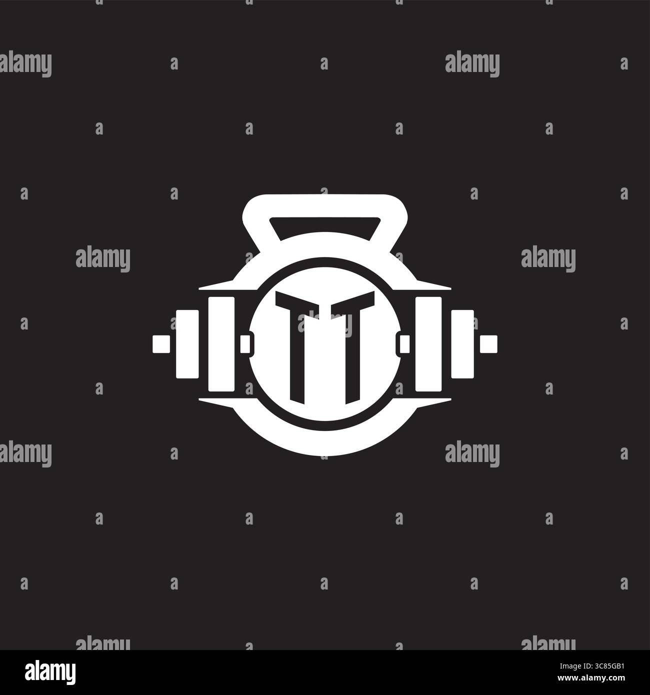 Anfängliche TT-Logo-Design-Ideen mit einfacher Kurzhantel und Kettlebell-Icon-Vektor-Grafik Stock Vektor