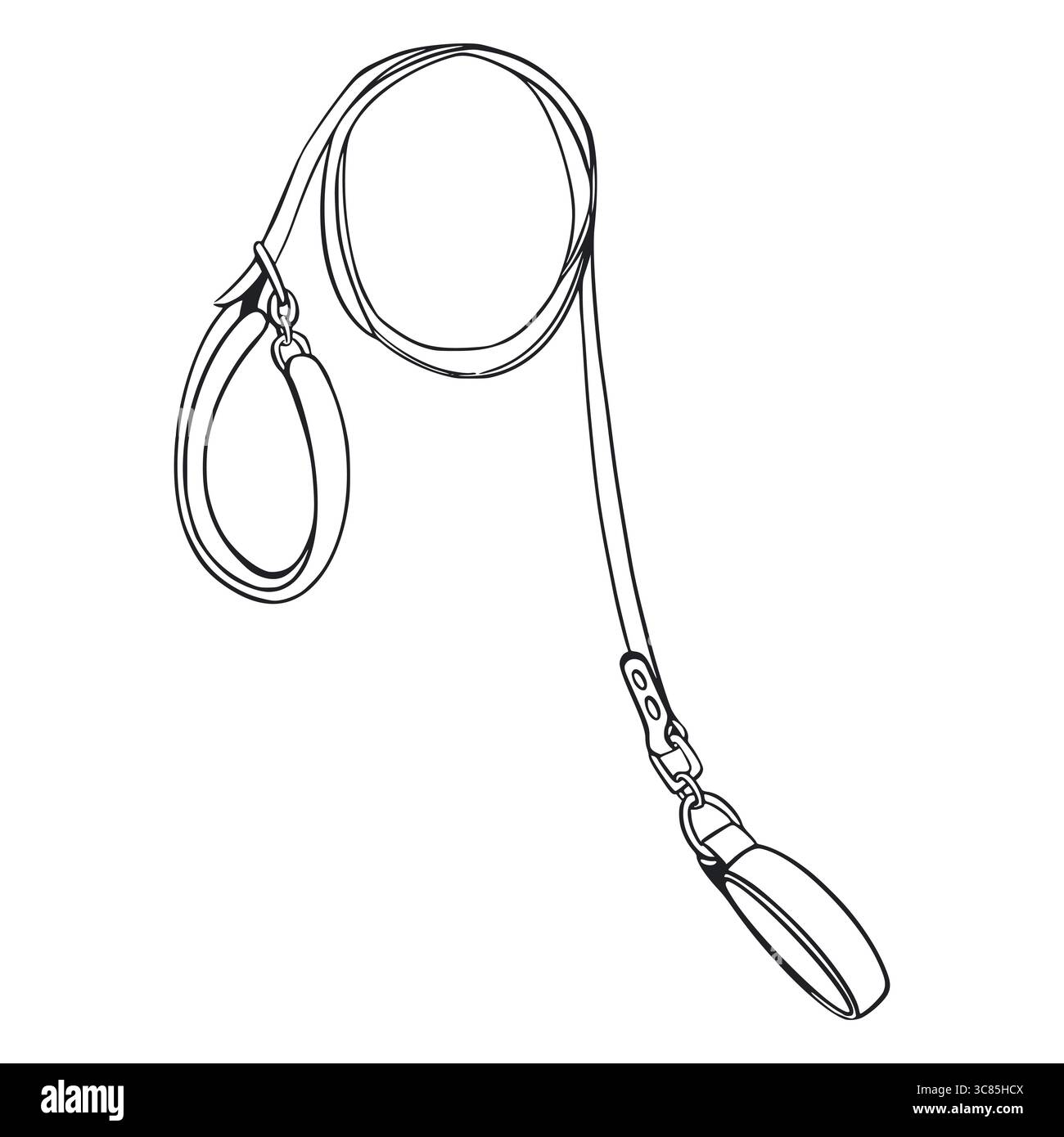 Halsband, Leine für Haustiere, Hunde und Katzen. Die Abbildung ist handgezeichnet und in Vektor übersetzt. Geeignet zum Färben von Büchern, Haustieren Stock Vektor