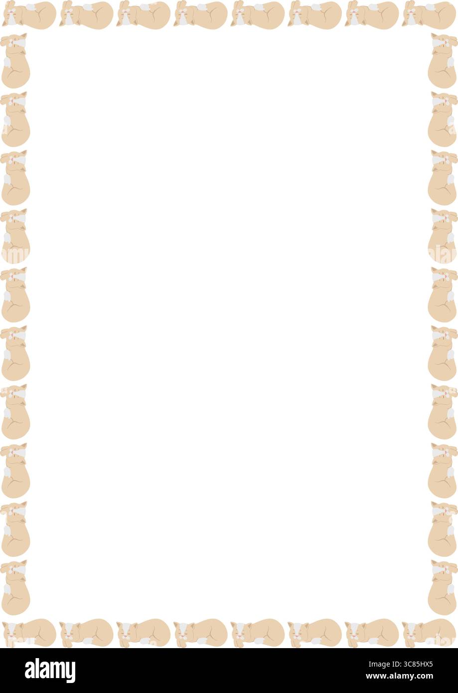 Rahmen von niedlichen Haustieren. Kitty-Illustration mit leerem Platz für Ihren Text. Halloween-Design. Babydusche Stock Vektor