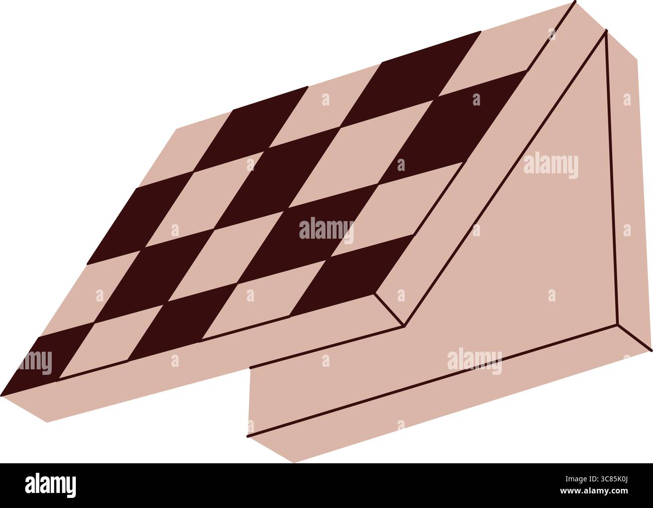 Abbildung des gefalteten Schachbretts in isometrischer Ansicht für stilvolle Layouts Stock Vektor