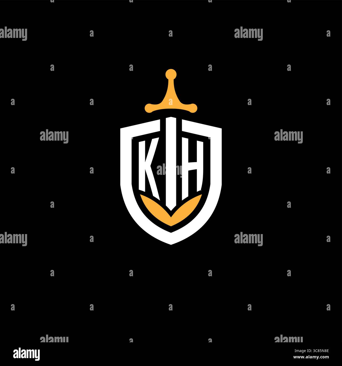 Creative Letter KH-Logo Gaming-Esport mit Schildvektorgrafik Stock Vektor