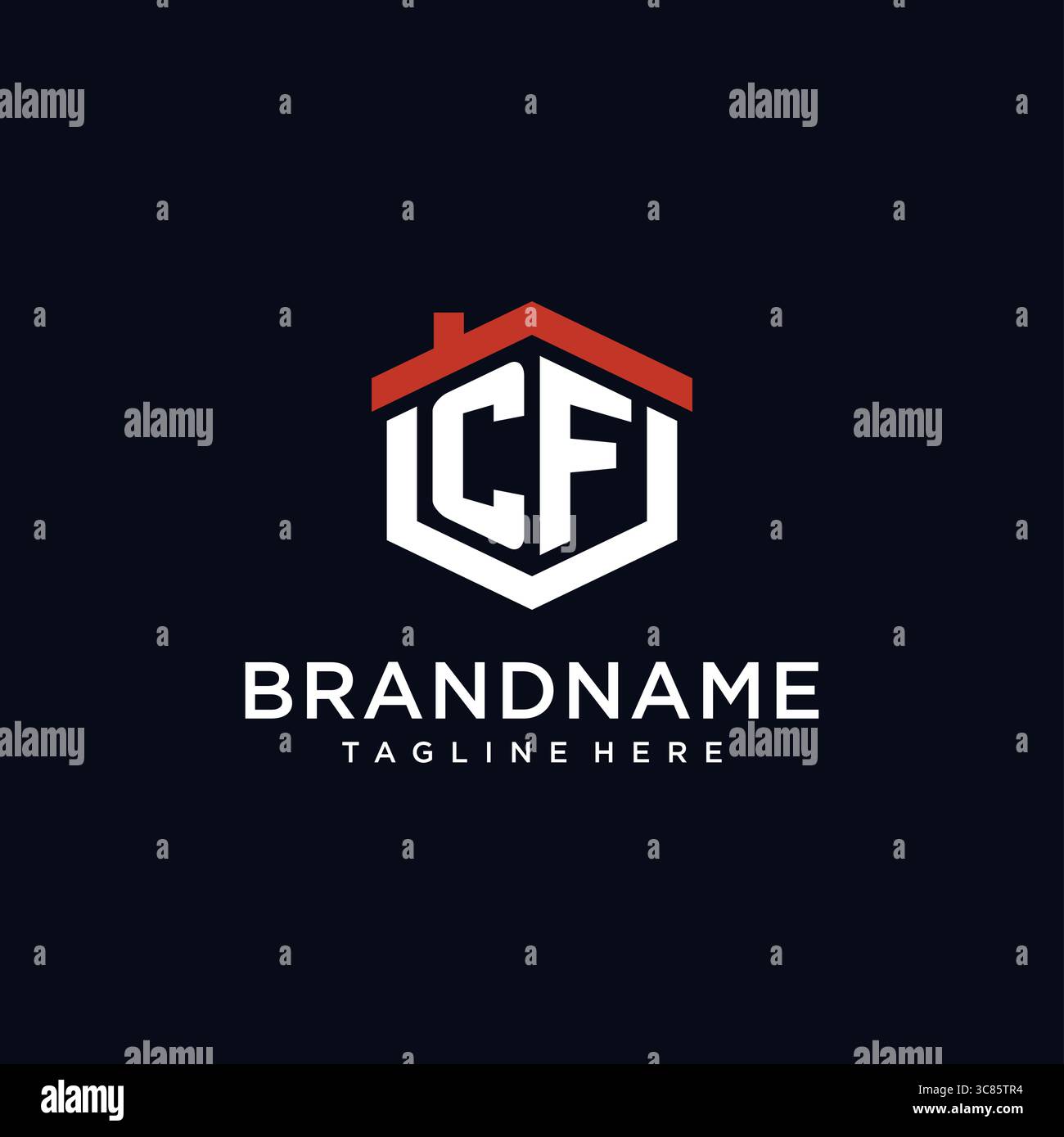Anfangsbuchstabe CF-Logo mit Hauptdach sechseckige Design-Ideen Vektor-Grafik Vektor-Grafik Stock Vektor