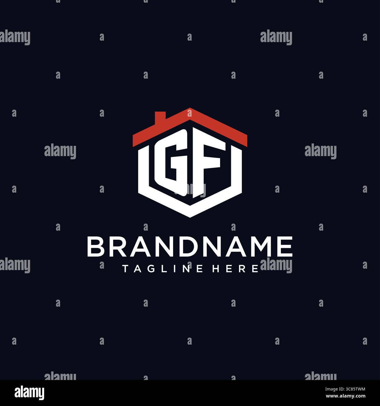 Anfangsbuchstabe GF Logo mit Hauptdach sechseckige Form Design Ideen Vektor Grafik Vektor Grafik Vektor Grafik Stock Vektor