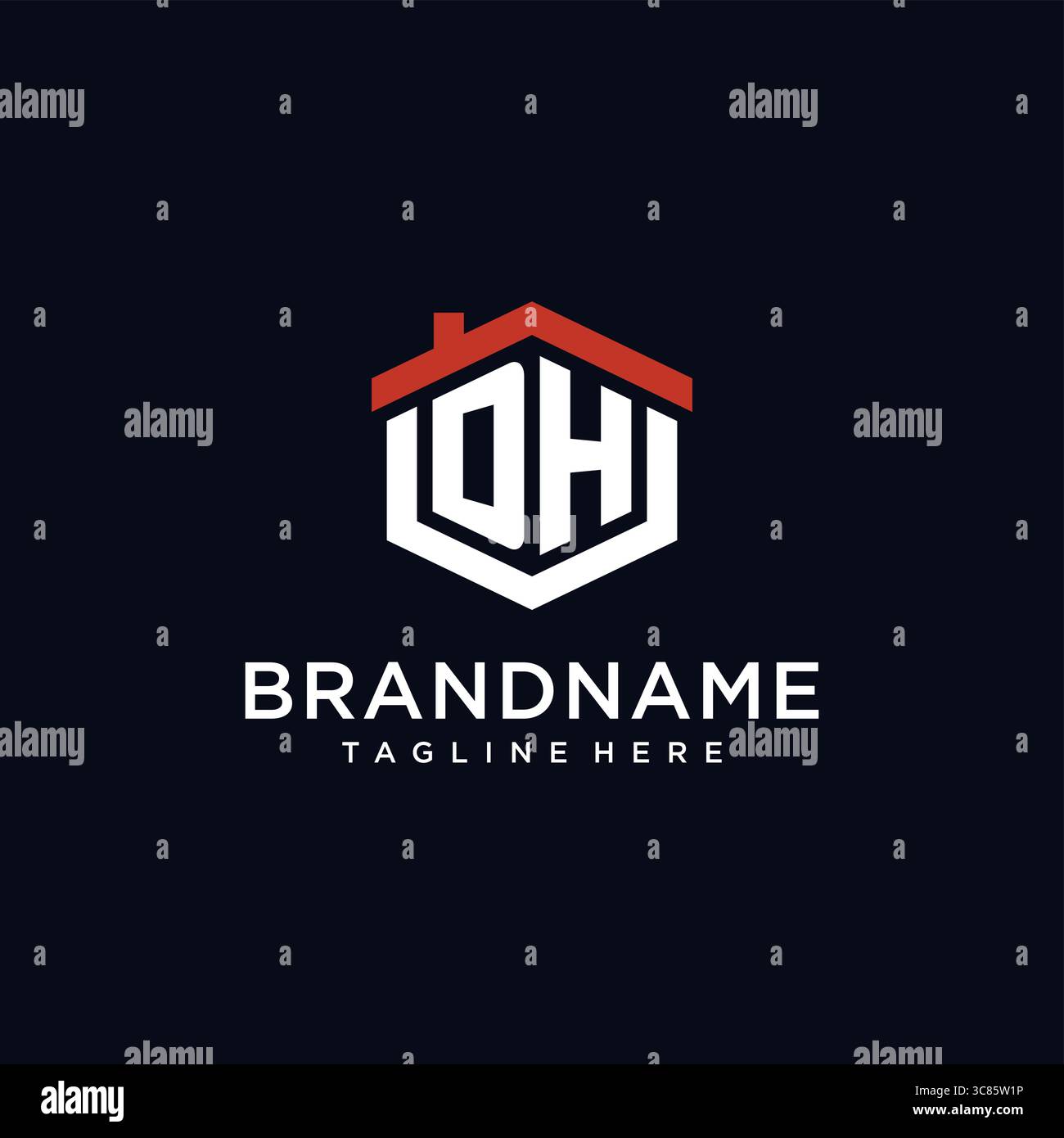 Anfangsbuchstabe DH Logo mit Hauptdach sechseckige Form Design Ideen Vektor Grafik Vektor Grafik Vektor Grafik Stock Vektor