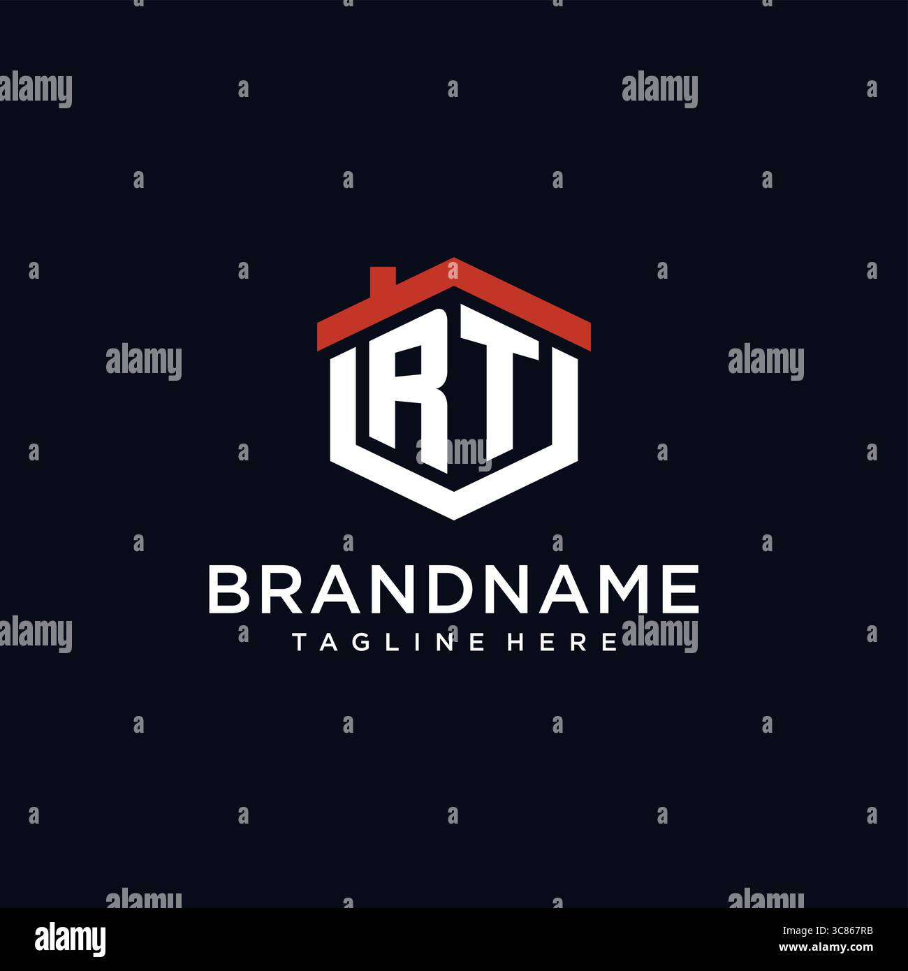 Initial Letter RT-Logo mit Hauptdach sechseckige Form Design Ideen Vektorgrafik Vektorgrafik Stock Vektor
