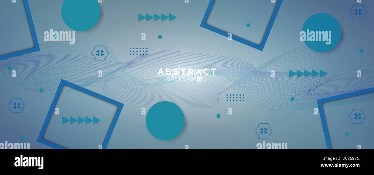 Futuristischer hellblauer abstrakter Hintergrund mit Linien und Schatten, geometrische Formen überlappen Schichten, grafisches Muster Banner Vorlage Design Stock Vektor