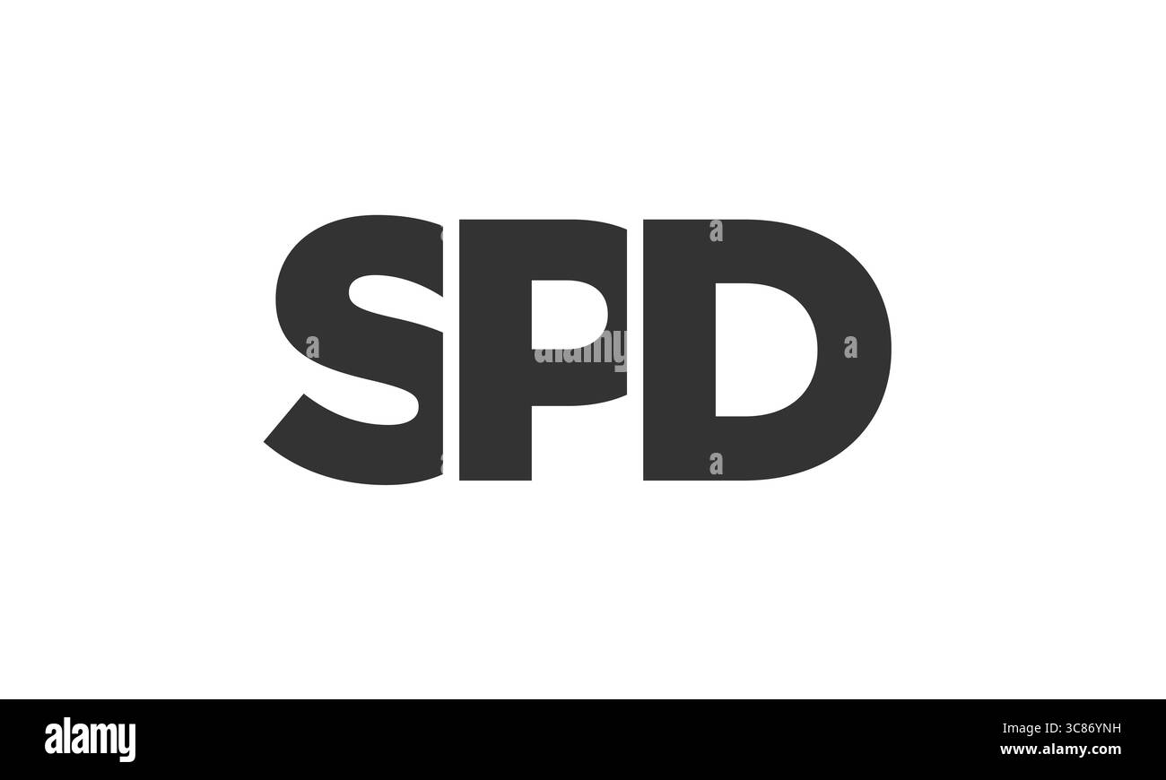 SPD-Logo-Vorlage mit starkem und modernem Text. Anfänglich basierter Vektorlogotyp mit einfacher und minimaler Typografie. Trendige Firmen-ID Stock Vektor