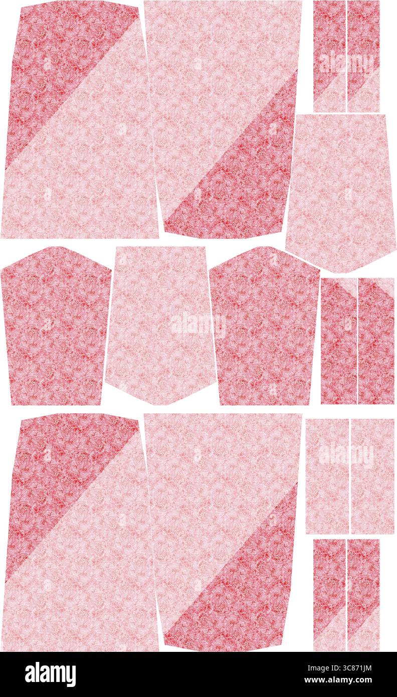 Abstraktes rot-weißes Muster isoliert auf weißem Hintergrund Stockfoto