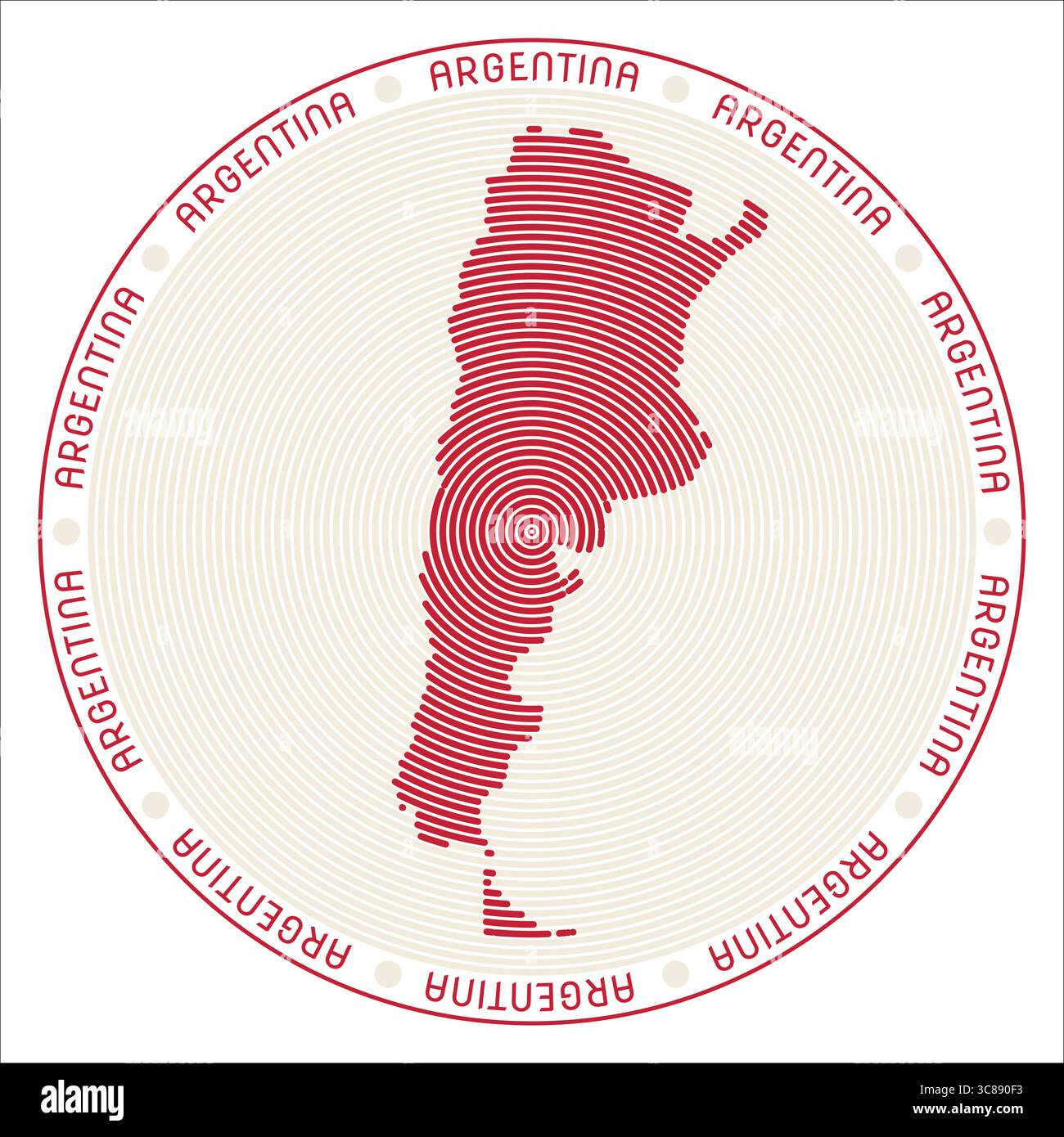 Rundes Argentinien-Logo. Ländliche Form von Ringen. Argentinien Text im ganzen Land. Vektorabbildung. Stock Vektor