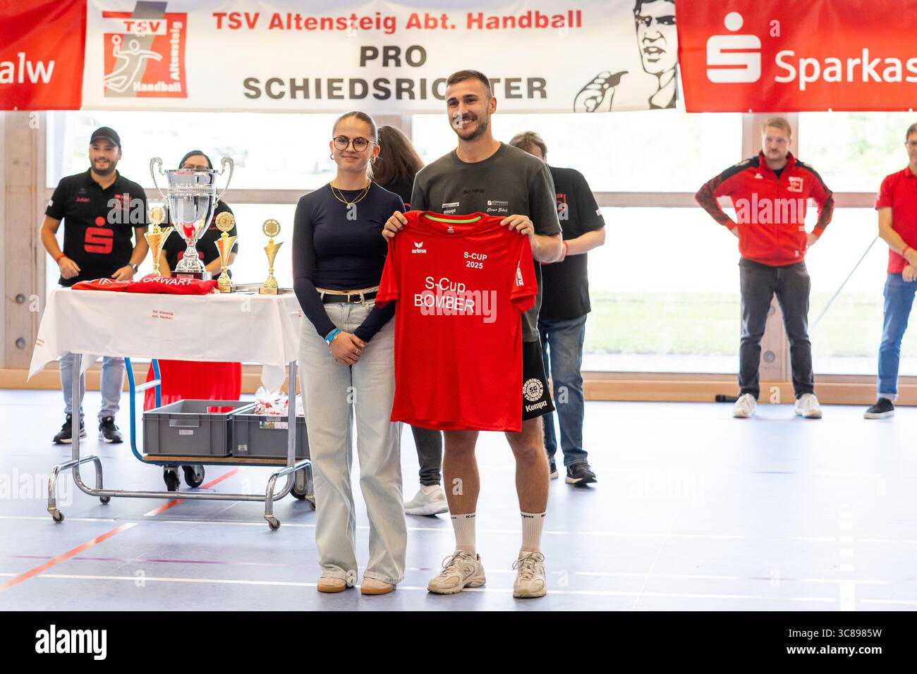 Pascal BUEHRER (SG Koendringen-Teningen) erzielte die meisten Turniertore FRISCH AUF! Goeppingen (FAG) vs. TVB 1898 Stuttgart (TVB), Handball, Maenner, S-Cup Altensteig 2025, Finale, Spielzeit 2025/2026, 03.08.2025 Foto: Eibner-Pressefoto/Oliver Schmidt Stockfoto