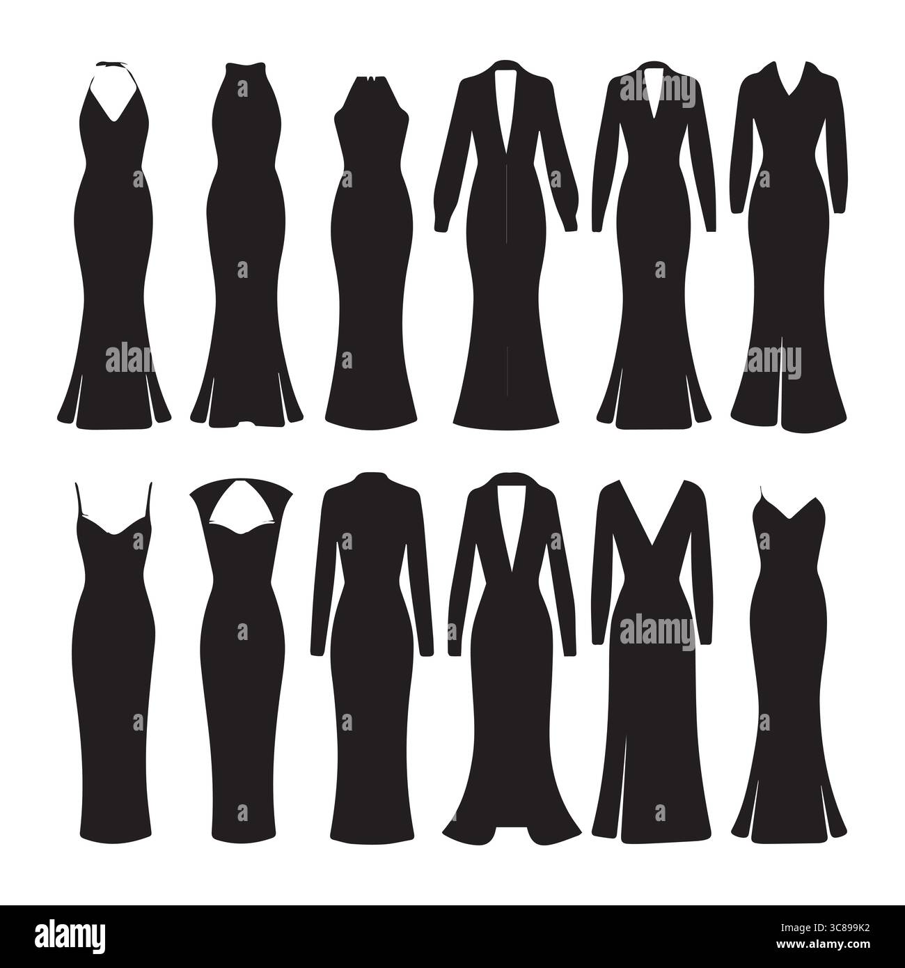 Elegant Business Kleider Silhouette Set Stock Vektor