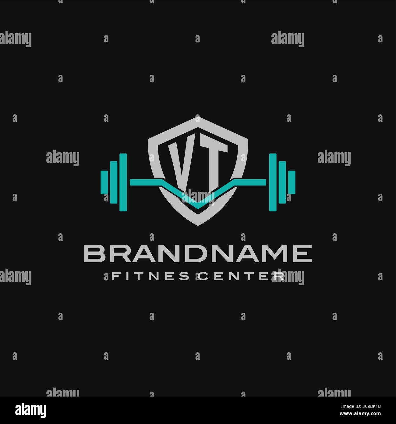 Kreatives VT-Logo mit Letter-Schriftzug für Fitnessstudio oder Fitness-Vektorgrafik Stock Vektor