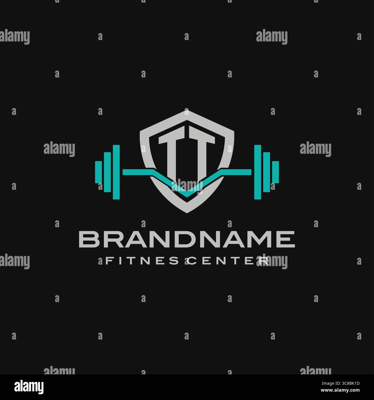 Design mit kreativem TT-Logo für Fitnessstudio oder Fitness-Vektorgrafik Stock Vektor