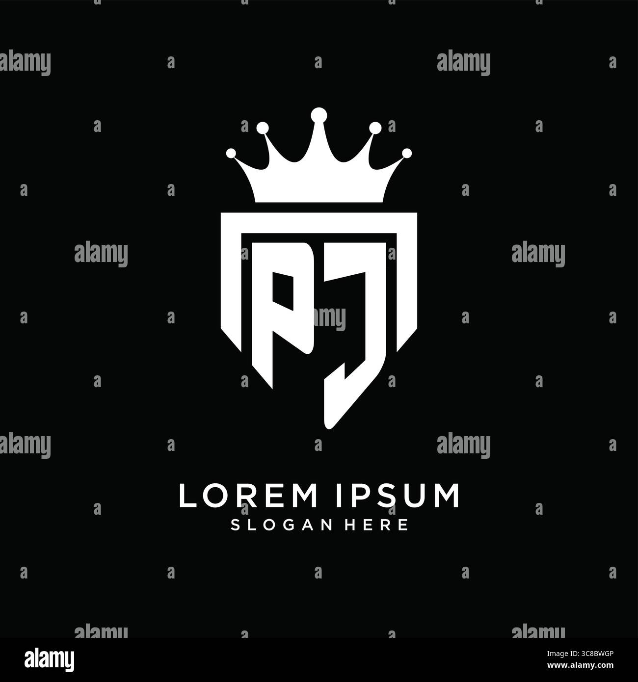 Letter PJ Logo Monogramm Emblem Stil mit Kronenform Design Vorlage Vektor Grafik Vektor Grafik Vektor Grafik Stock Vektor