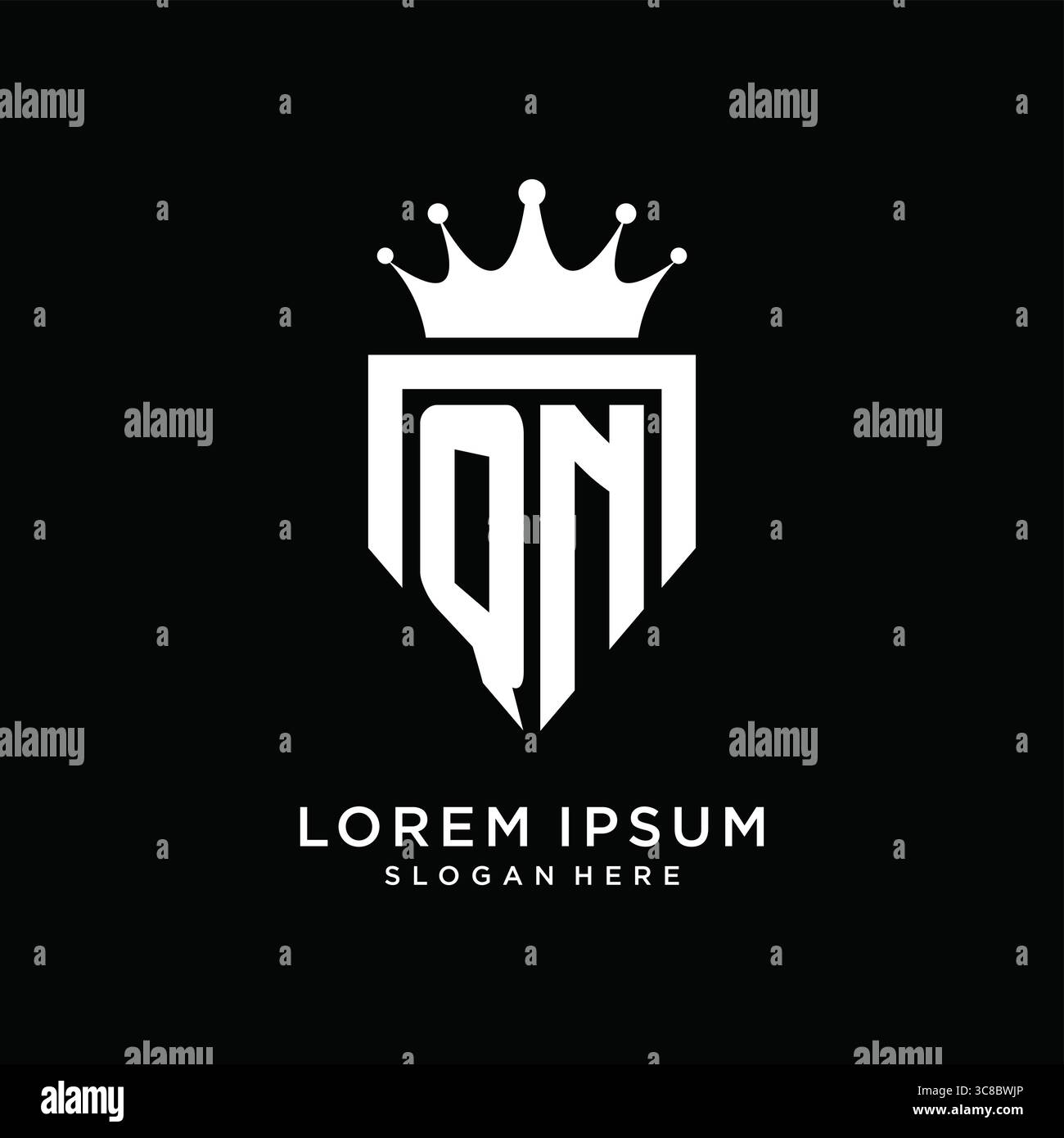 Buchstabe QN Logo Monogramm Emblem Stil mit Krone Form Design Vorlage Vektor Grafik Vektor Grafik Vektor Grafik Stock Vektor