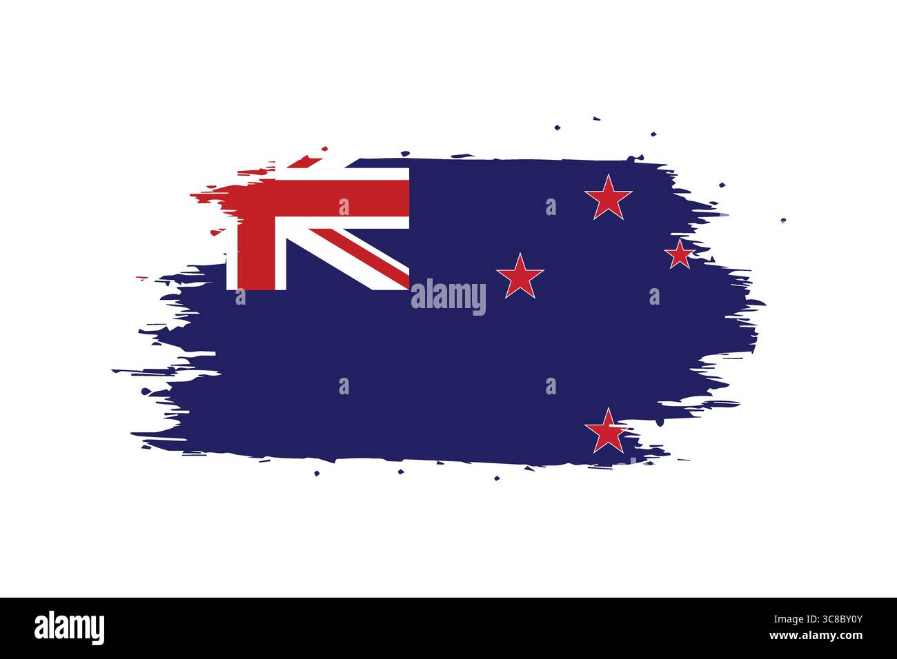 Neuseeland-Flagge mit künstlerischem Pinselstrich-Effekt. Stock Vektor