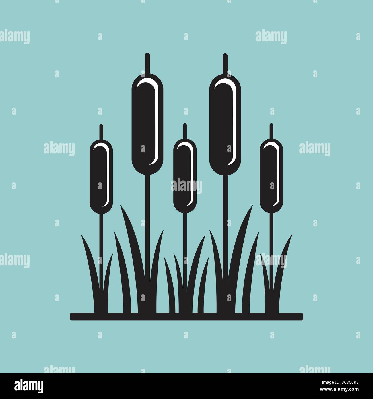Schilfpflanze Silhouette Vektor-Illustration. Stock Vektor