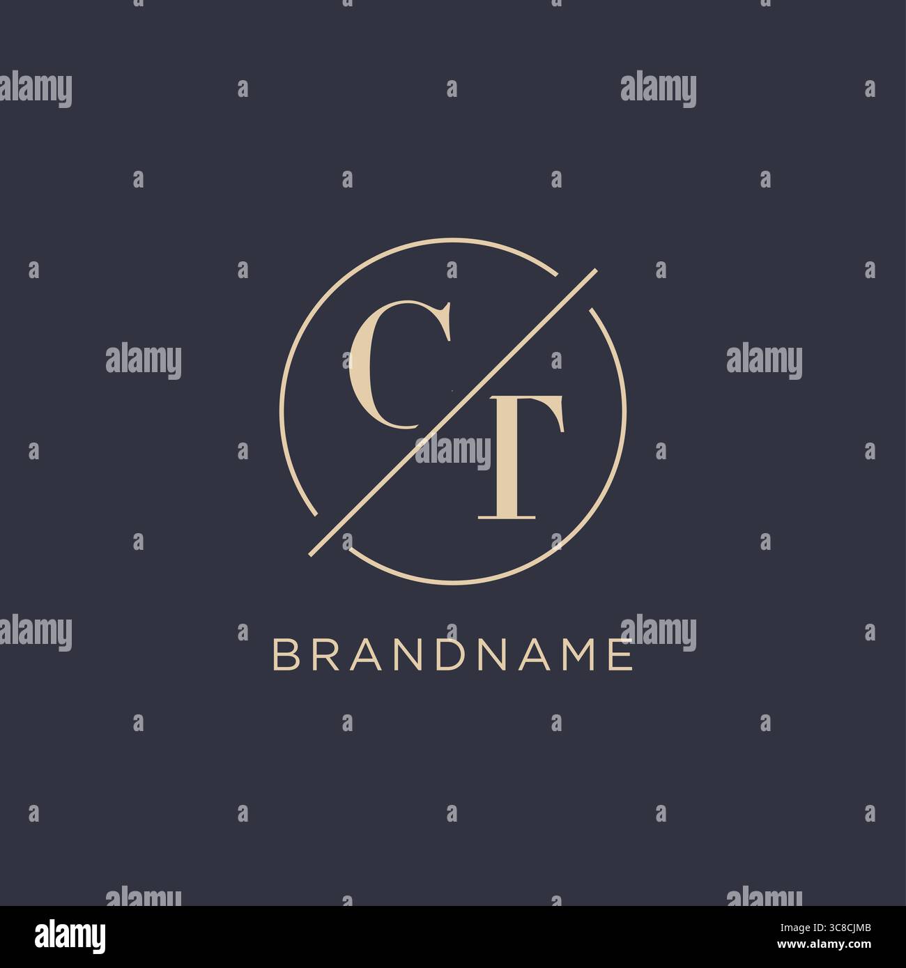 Initial Letter CT-Logo mit einfacher Kreislinie eleganter Optik Vektorgrafik im Monogramm-Logo-Stil Stock Vektor