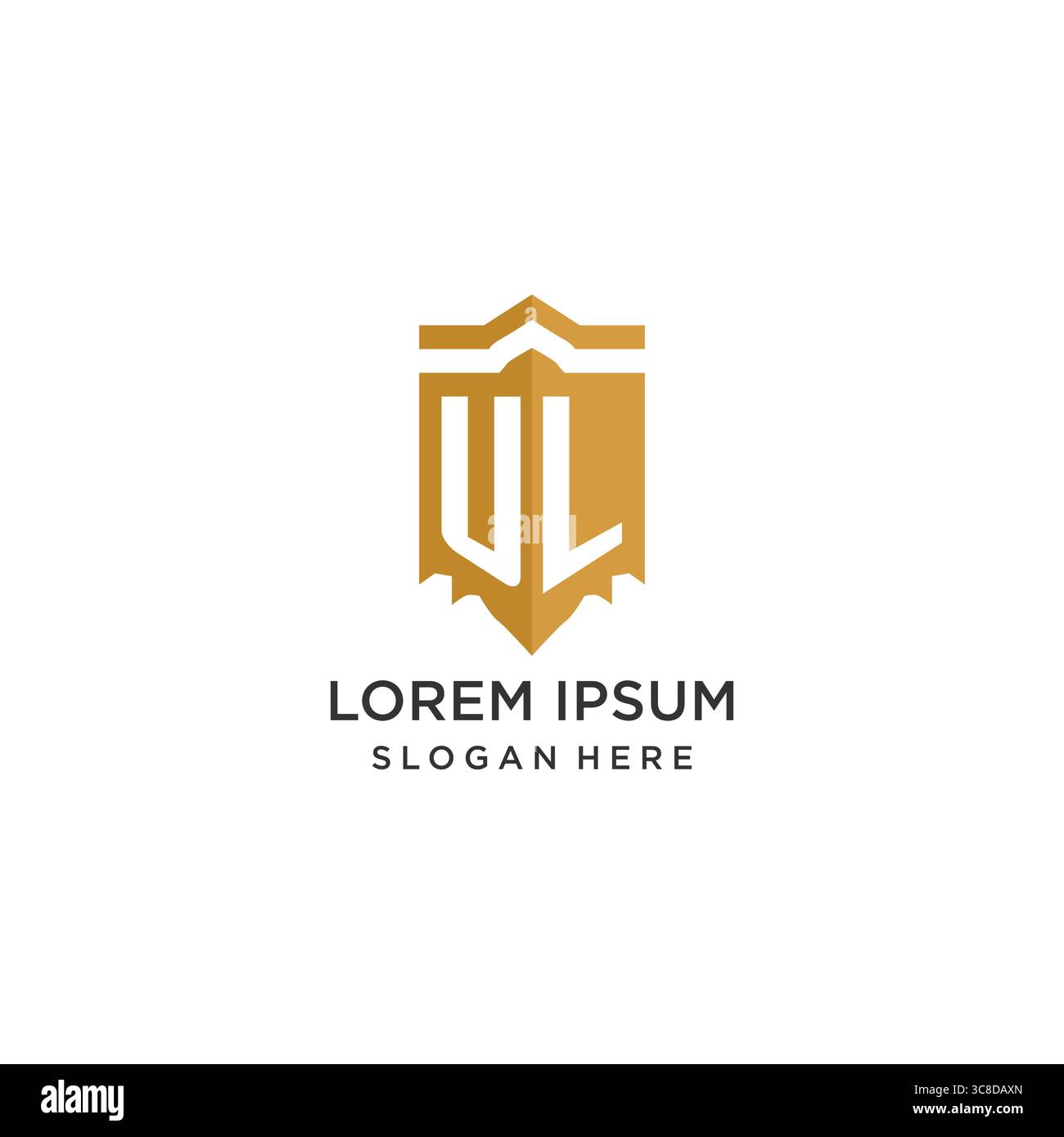 Monogramm UL-Logo mit geometrischer Schildform, elegantes, luxuriöses Initial-Logo-Design-Vektorgrafik Stock Vektor