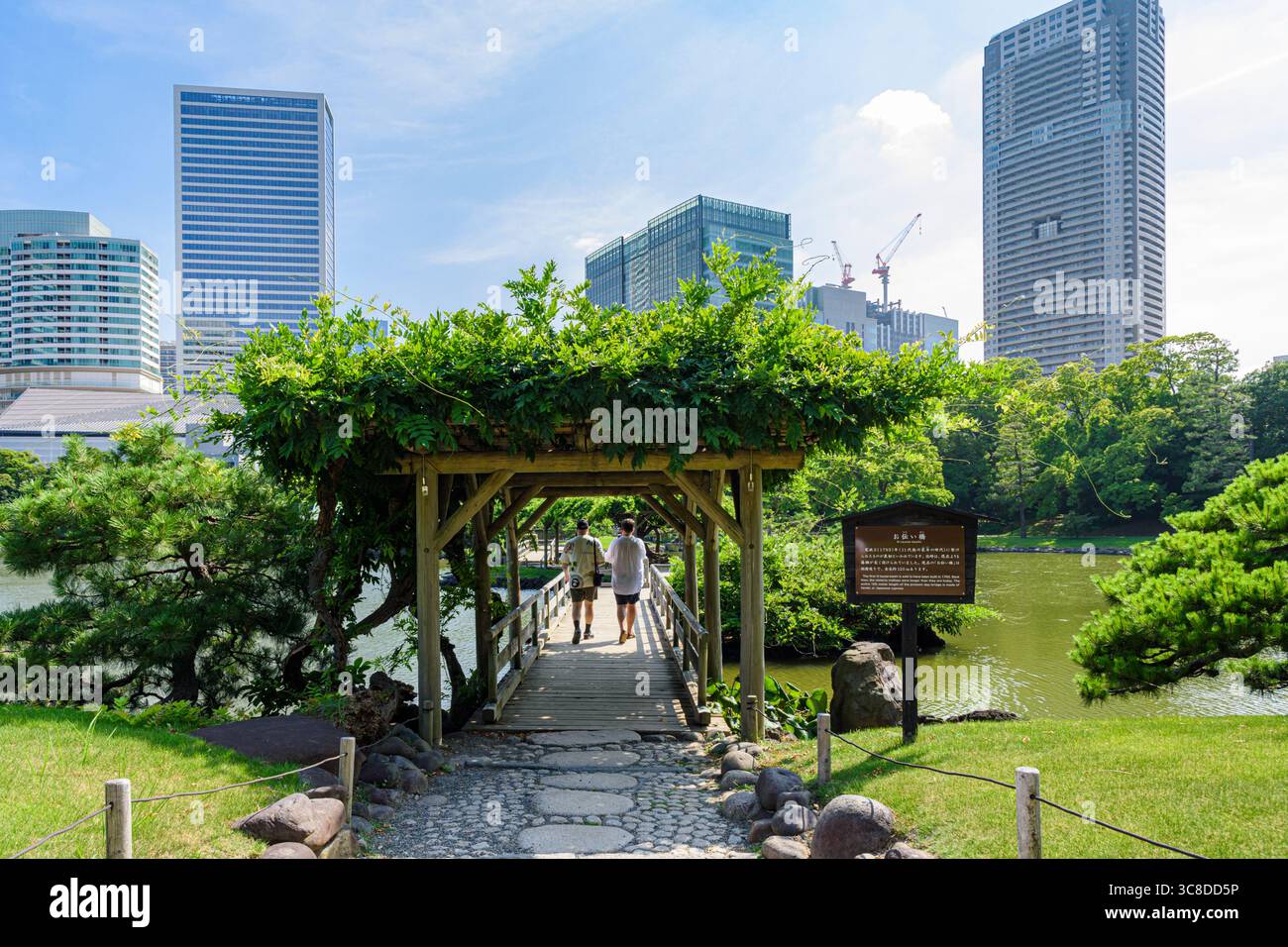O-Tsutai-hashi-Brücke, Hamarikyu-Gärten, Hamarikyuteien, Chuo-Stadt, Tokio, Japan Stockfoto
