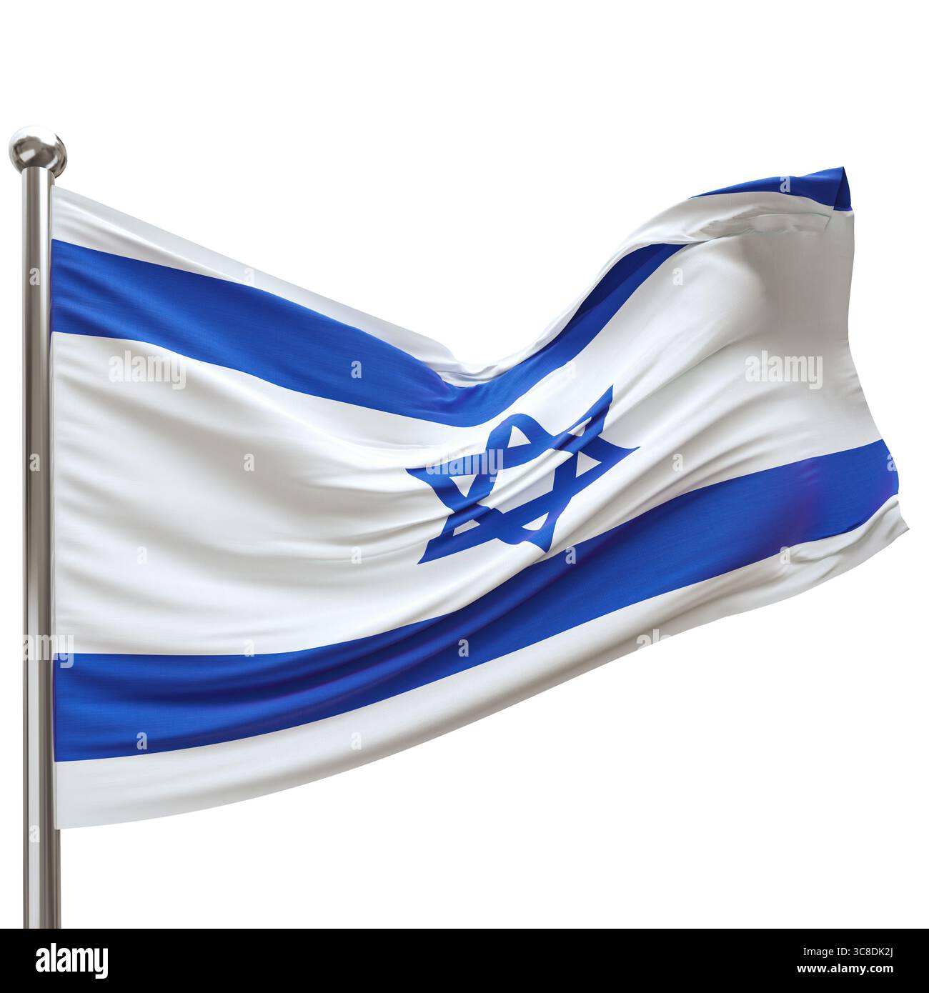 Isolierte israelische Flagge mit transparentem Hintergrund 3D Stockfoto