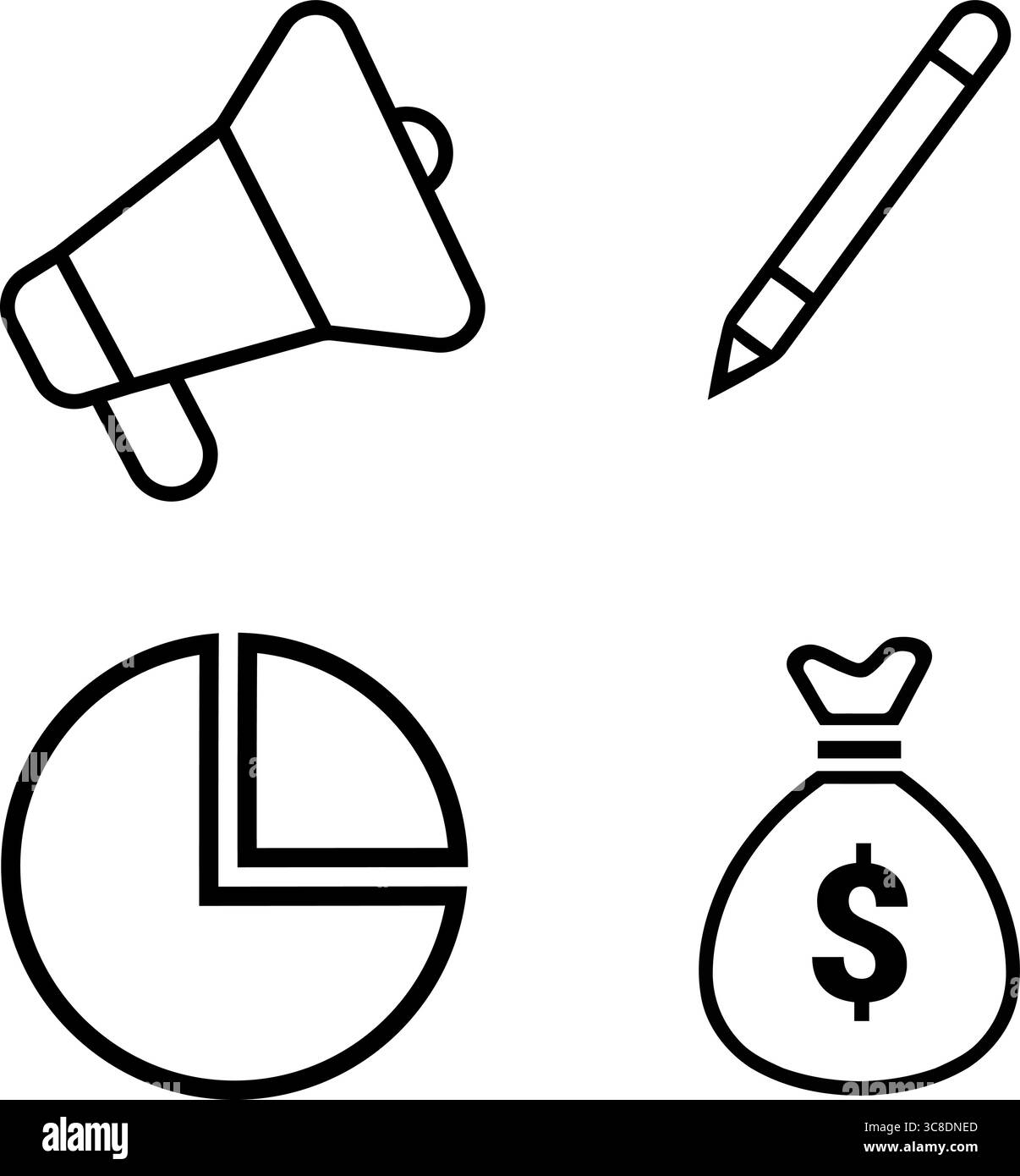 Symbole für digitales Marketing und Analytics Stock Vektor