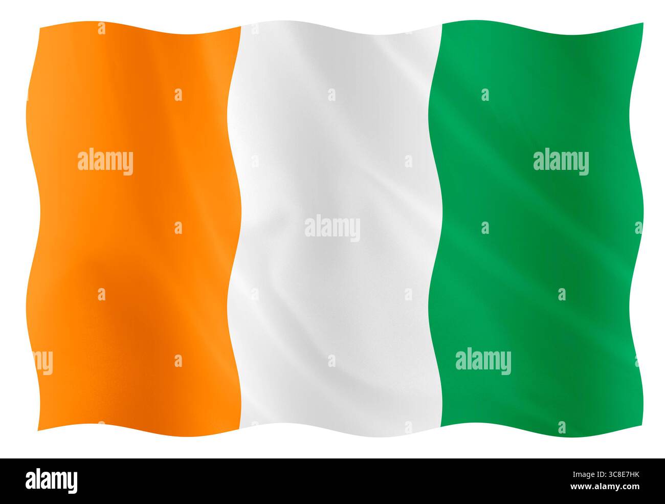 Digitales Composite. Flagge für die Elfenbeinküste. Der 7. August ist die Elfenbeinküste Unabhängigkeitstag-Flagge, Symbol, Nation, National, Land, Länder, CÃ te d Ivoire, Cote d Ivoire, drapeau Stockfoto