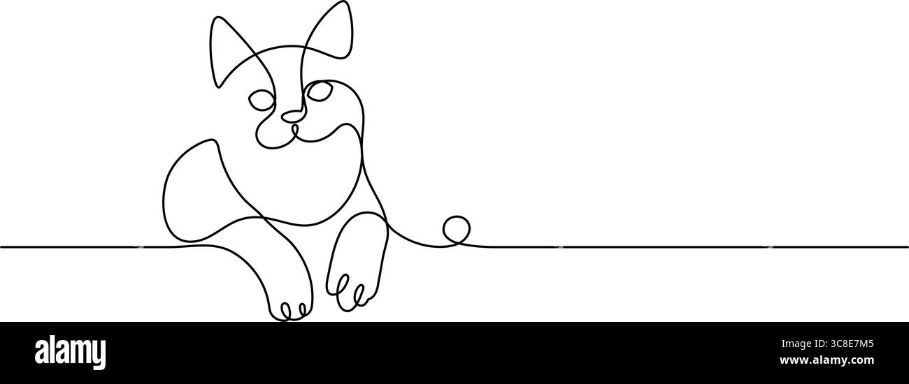 Minimalismus Katze eine Linie Zeichnung handgezeichnet dekorative Kunst Vektor Illustration Stock Vektor