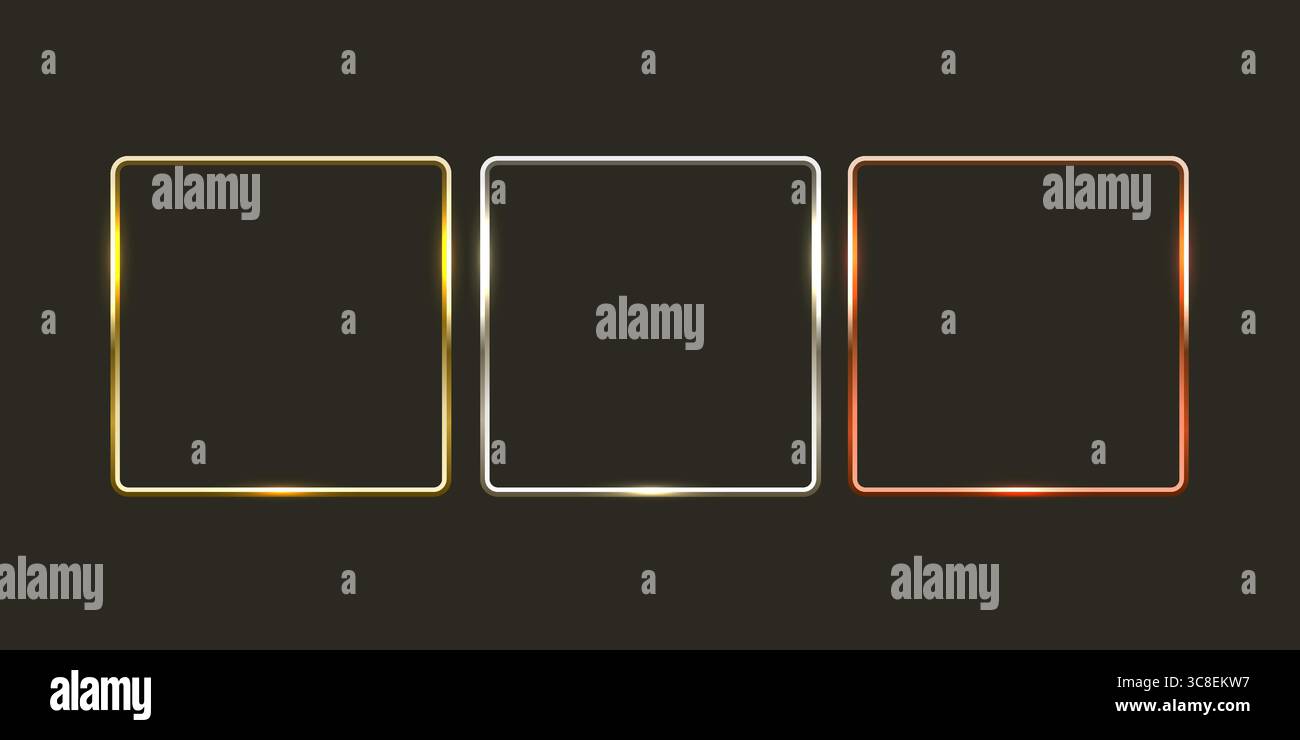 Rahmen in goldenen, silbernen und bronzenen Farben. Vektor Stock Vektor