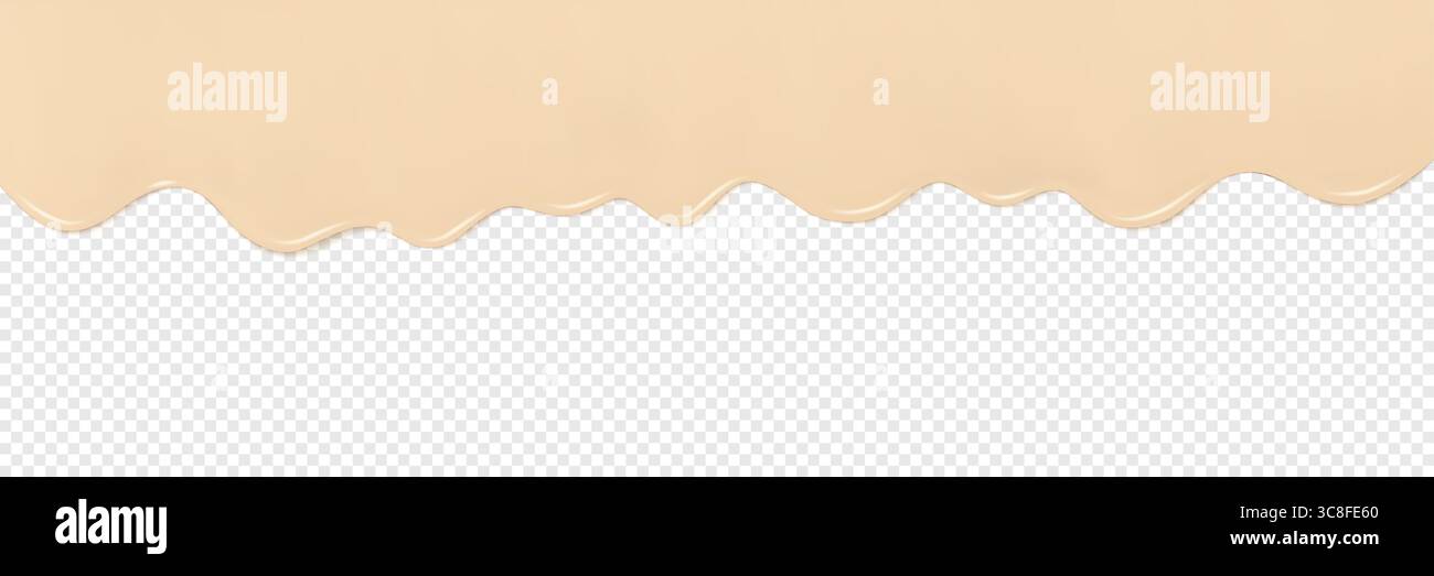3D wellige, schmelzende Creme tropft über einem transparenten Hintergrund und erinnert an Süße und eine Dessertatmosphäre. Schmelzende cremige Eiscreme-Textur. 3D-Vektor für culina Stock Vektor