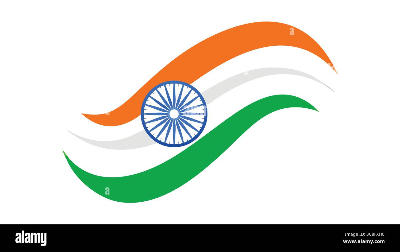 Wehende Indien-Flagge mit Ashoka-Chakra-Symbol Stock Vektor