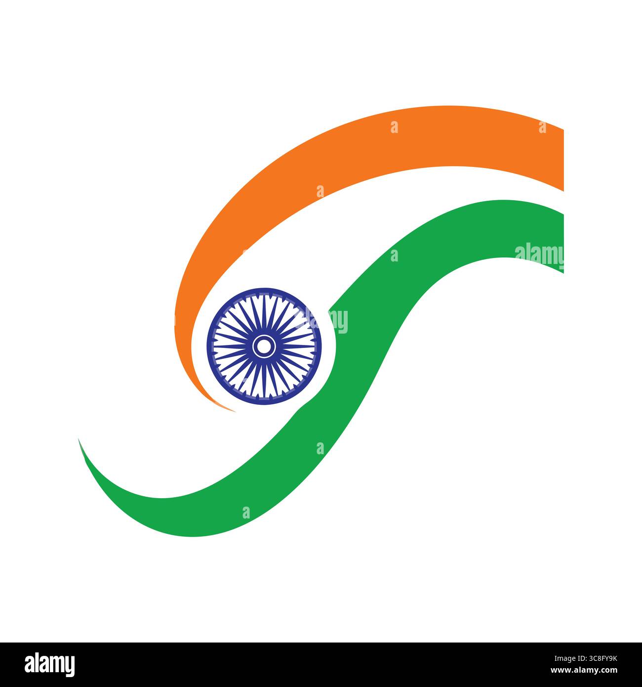 Wehende Indien-Flagge mit Ashoka-Chakra-Symbol Stock Vektor