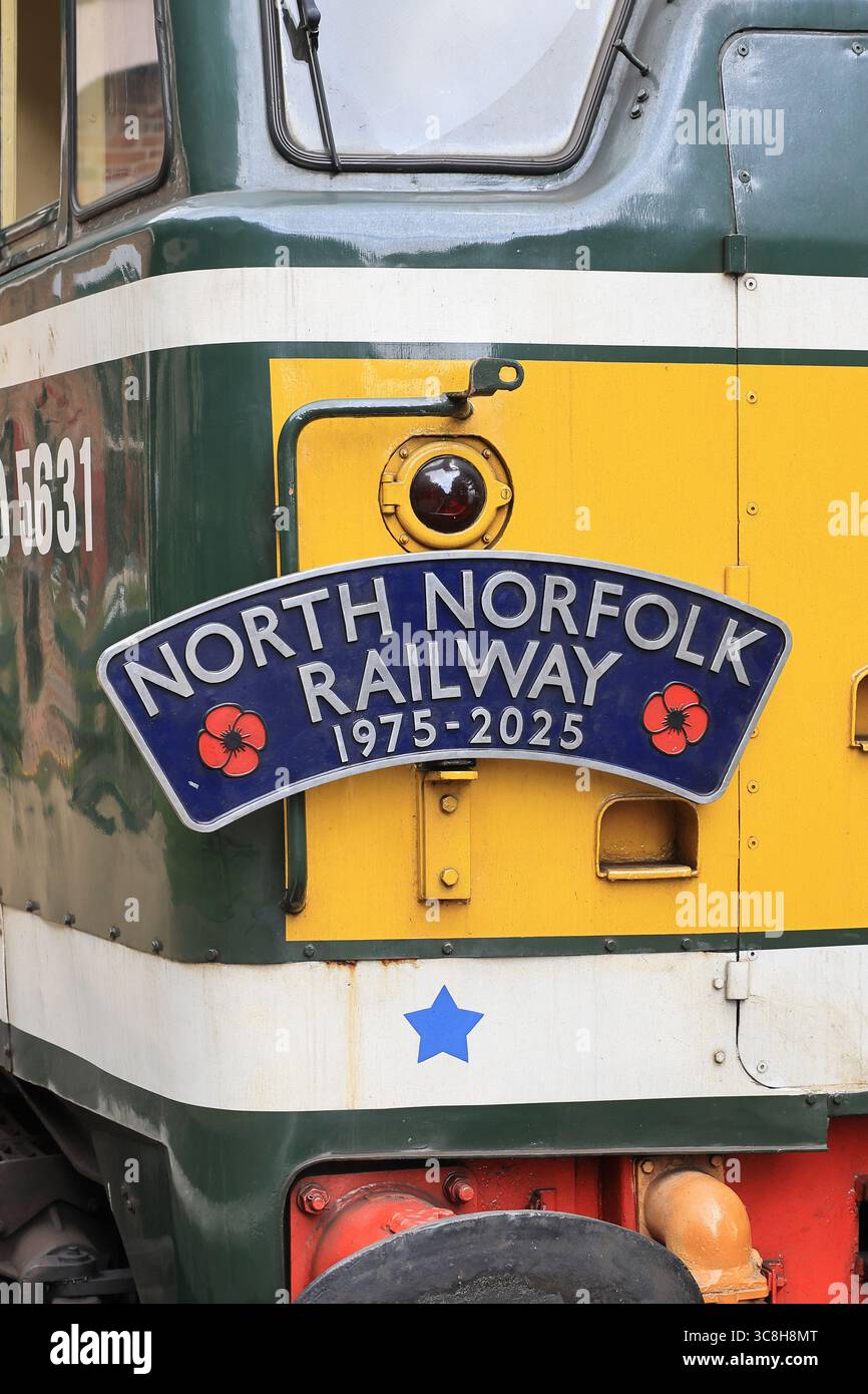 Dieselmotor der Poppy Line Norfolk Railway, einer historischen Strecke, die von Sheringham nach Holt an der Küste von North Norfolk führt Stockfoto