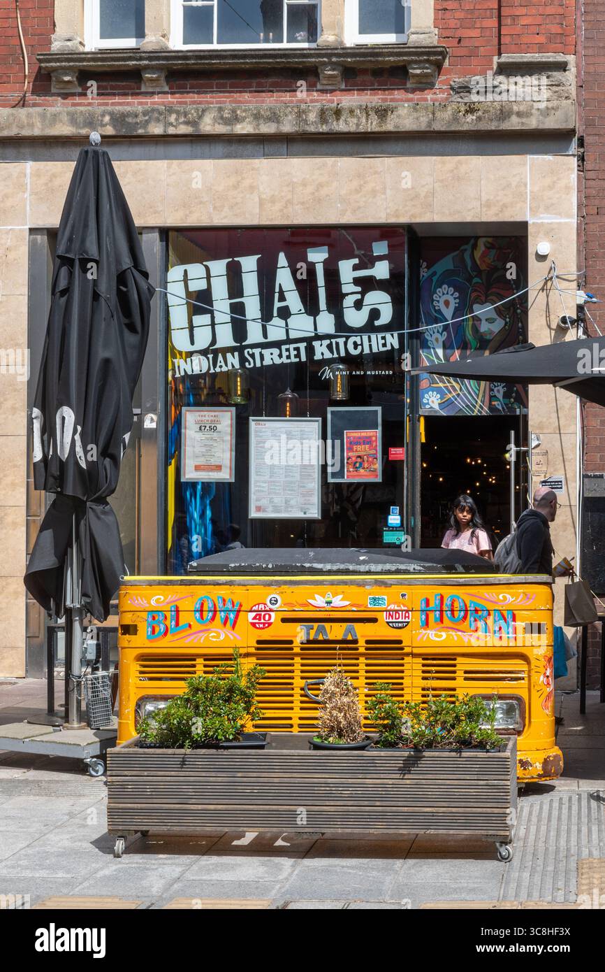 Chai St. Indian Street Kitchen, Restaurant an der High Street im Stadtzentrum von Cardiff, South Wales, Großbritannien Stockfoto