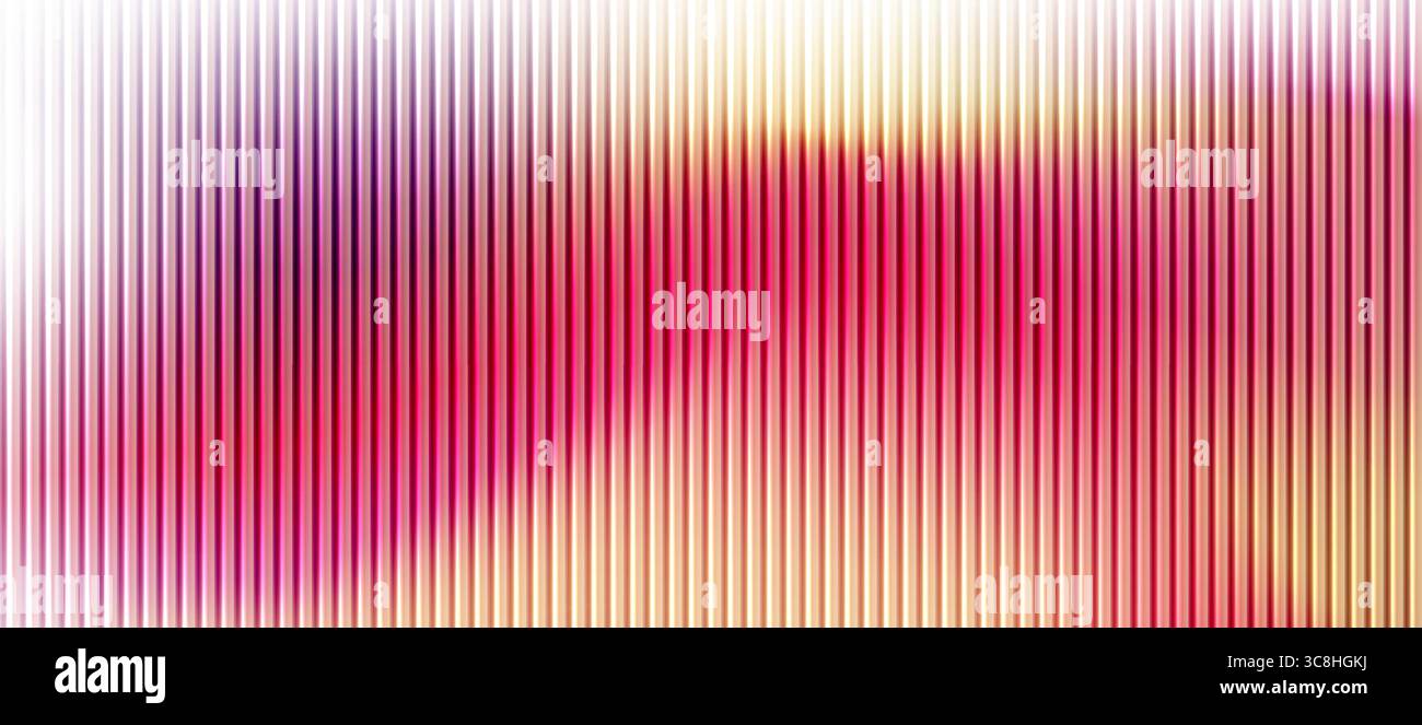 Lebendiges kanneliertes Glas in Cyberpunk-Orange- und Pink-Tönen. Wellige Verzerrung mit blaugrünen Überlagerungen und Spektrumsflecken. Ästhetischer Hintergrund für digitale Retro-Poster oder Kunst mit technischen Themen. Stock Vektor