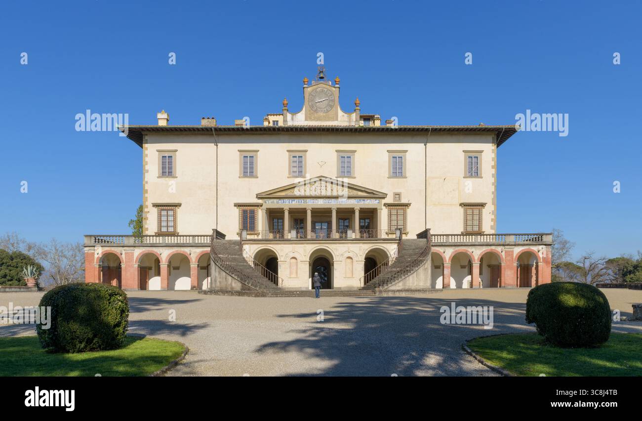 Villa Medicea di Poggio a Caiano (Poggio a Caiano Medici Villa), eine Renaissancevilla von Giuliano da Sangallo in der Toskana, Italien Stockfoto