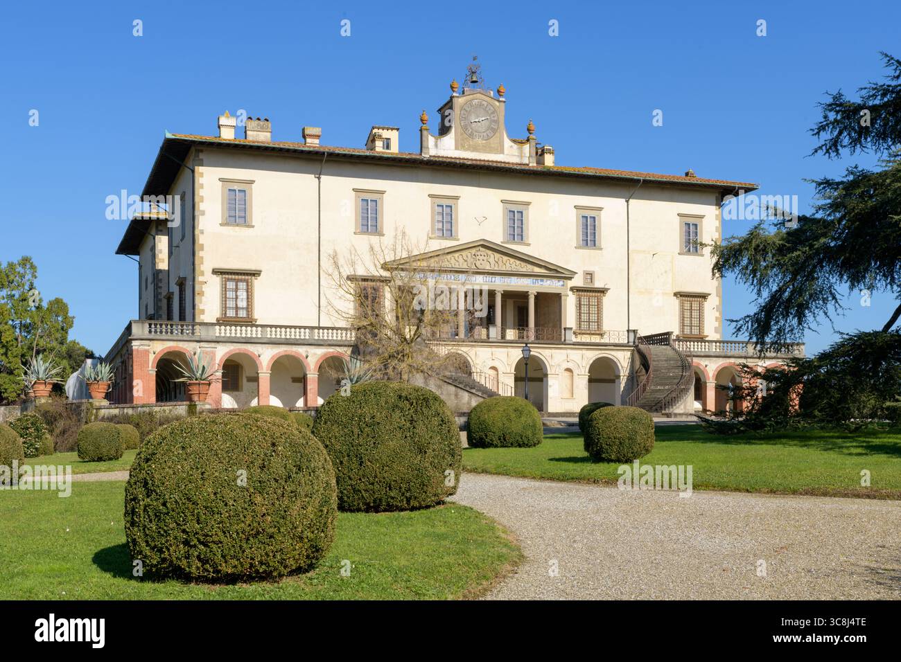 Villa Medicea di Poggio a Caiano (Poggio a Caiano Medici Villa), eine Renaissancevilla von Giuliano da Sangallo in der Toskana, Italien Stockfoto