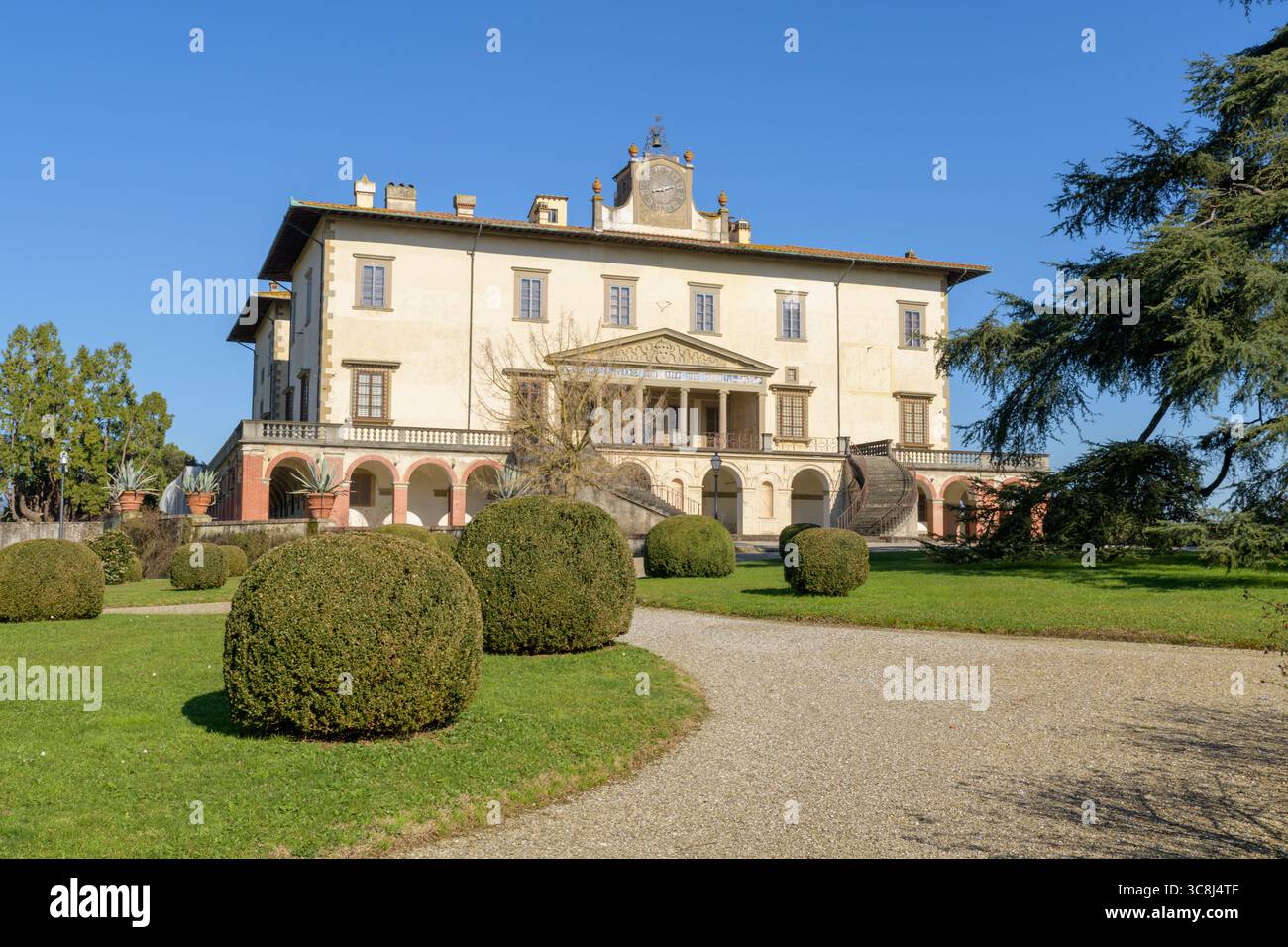 Villa Medicea di Poggio a Caiano (Poggio a Caiano Medici Villa), eine Renaissancevilla von Giuliano da Sangallo in der Toskana, Italien Stockfoto