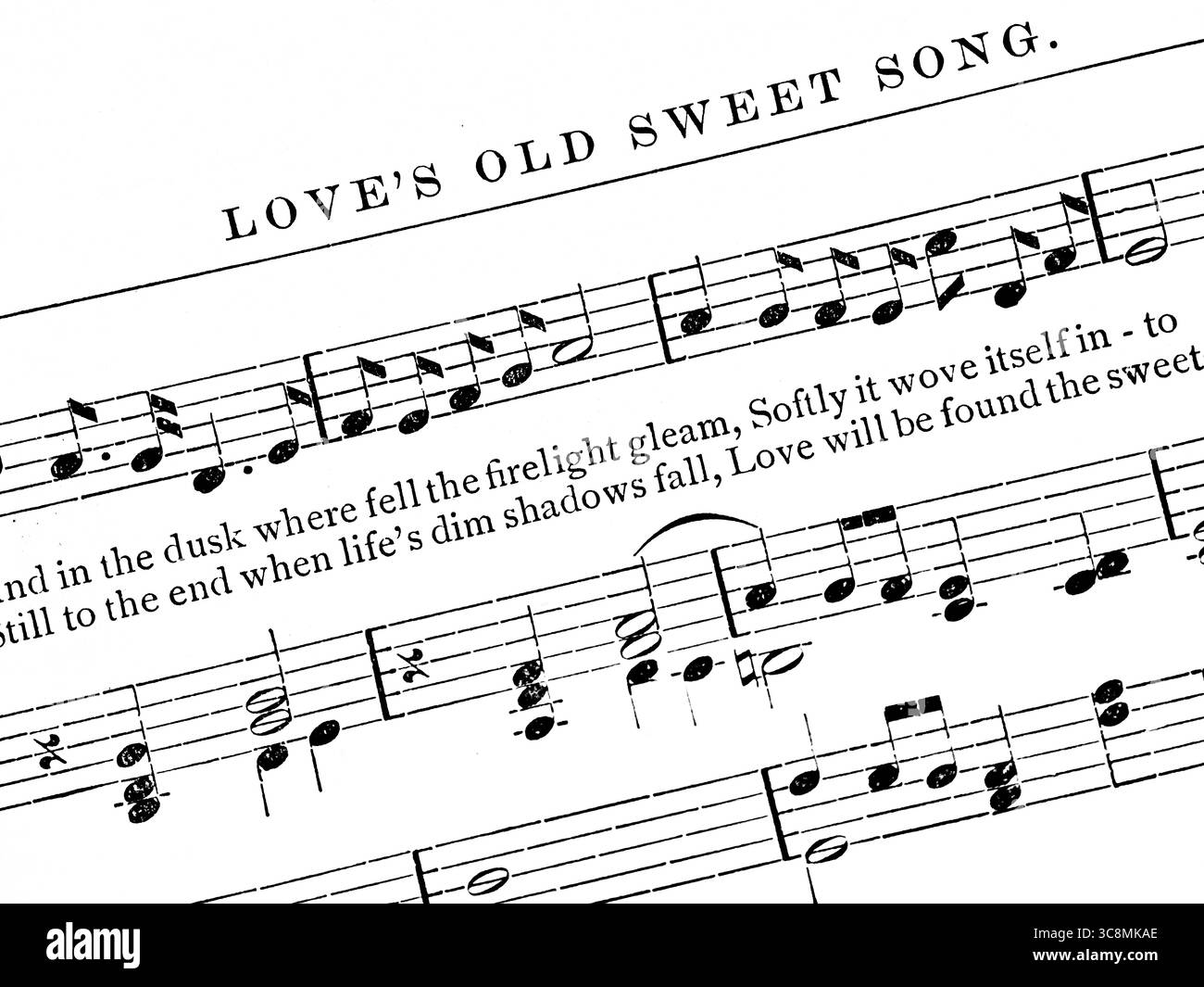 Notenblatt, Love's altes süßes Lied, historische Illustration 1889 Stockfoto