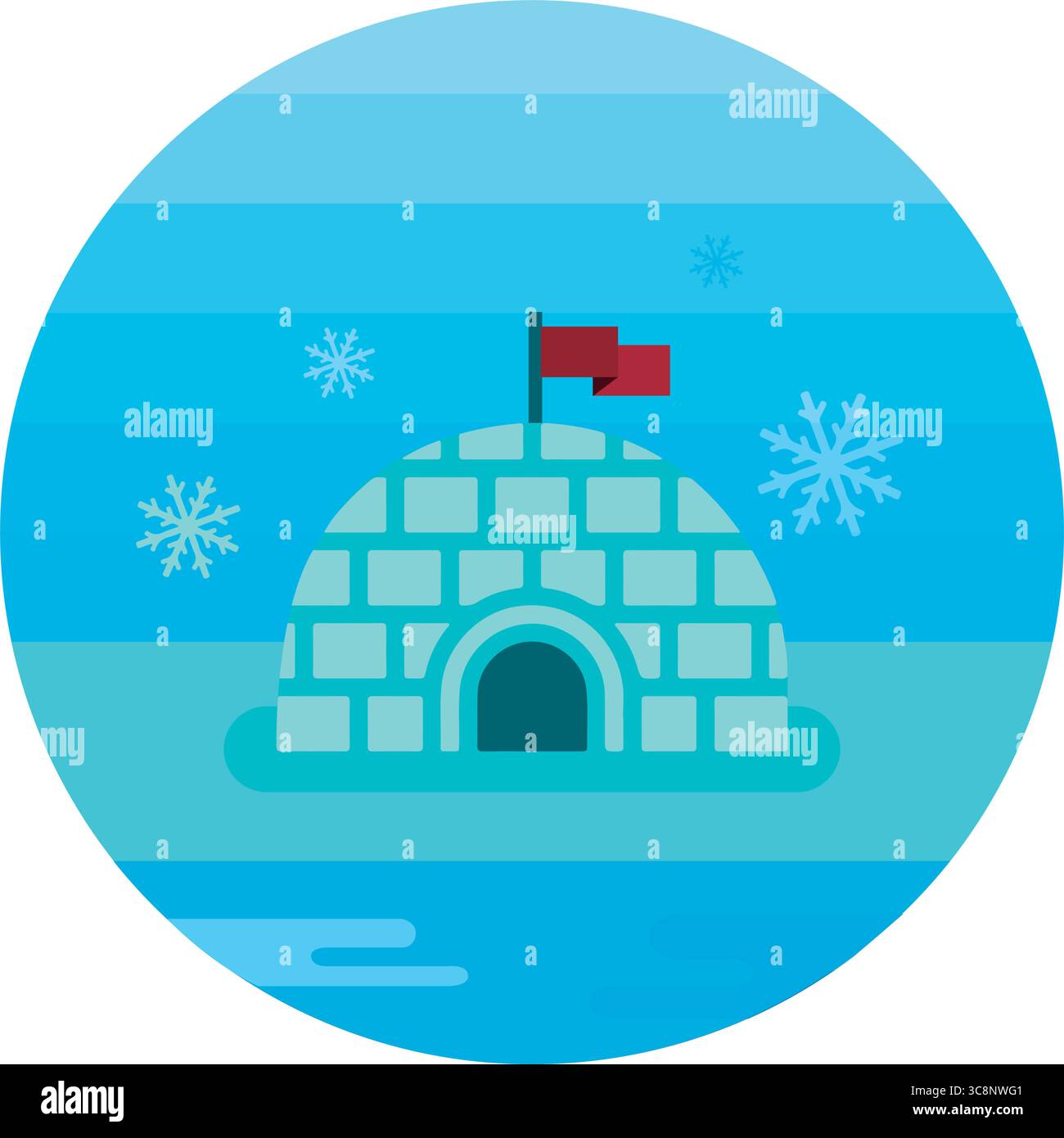 Arktisches Iglu-Winterszene. Vektor Stock Vektor