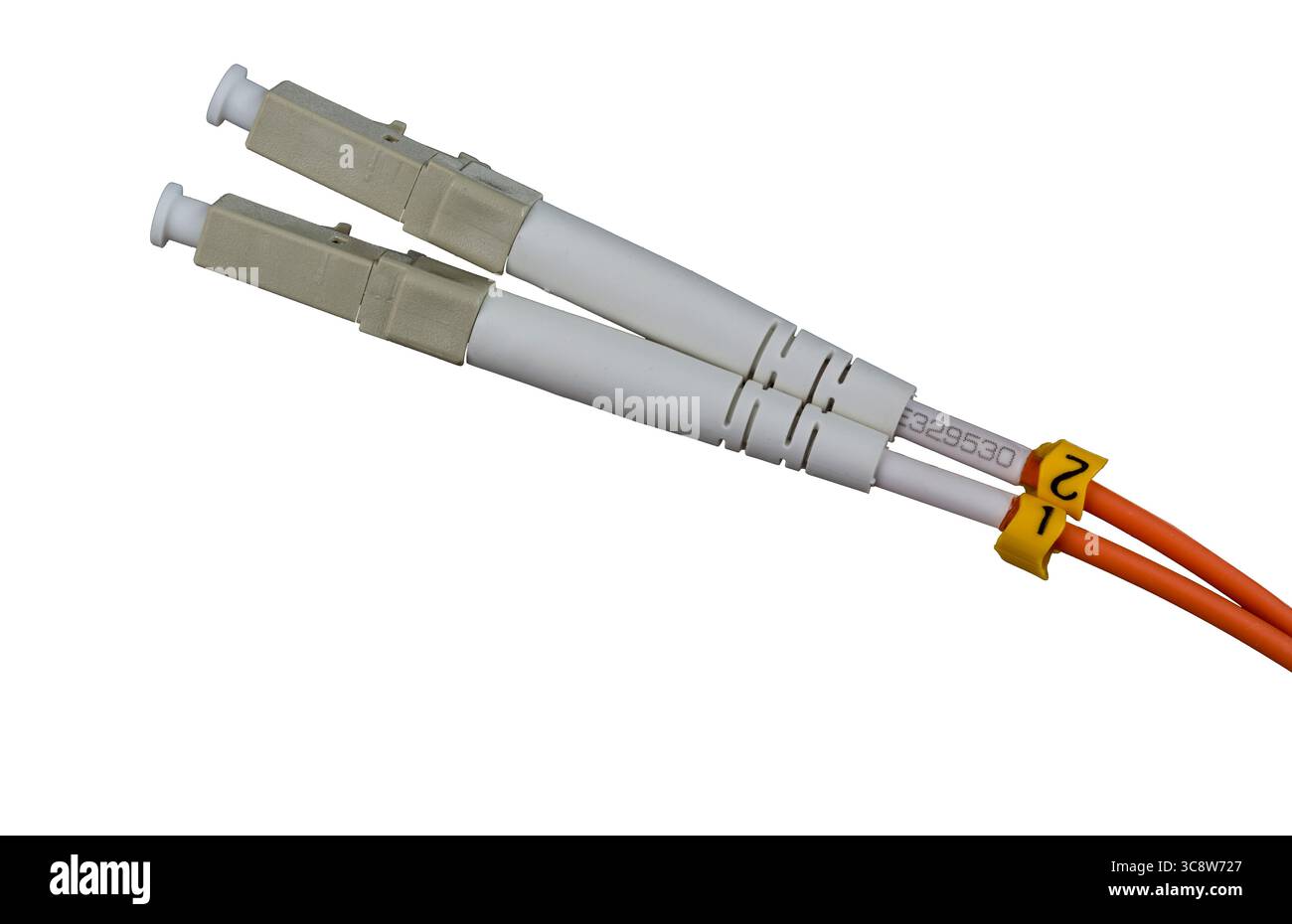 LWL-Patchkabel LC isoliert auf weißem Hintergrund. Stockfoto LWL-Patchkabel LC isoliert auf weißem Hintergrund. Stockfoto