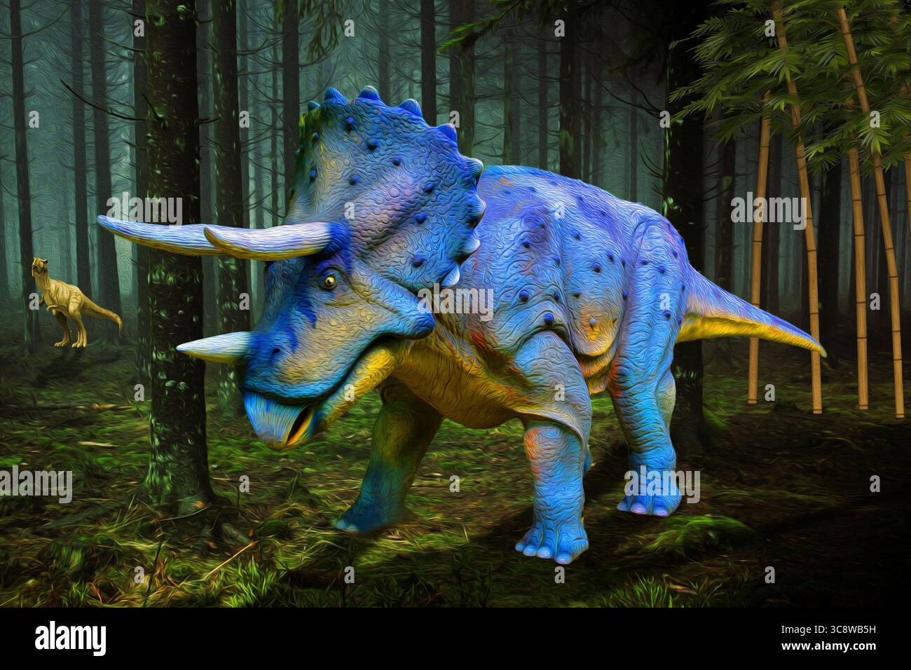 Illustration eines prähistorischen triceratops. Stockfoto