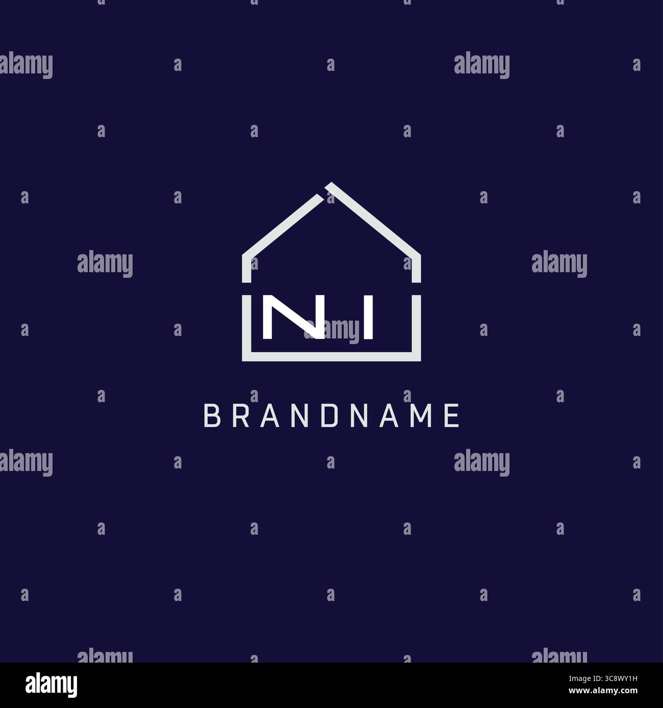 Initial Letter NI Dach Immobilien Logo Design Ideen Vektorgrafik Stock Vektor