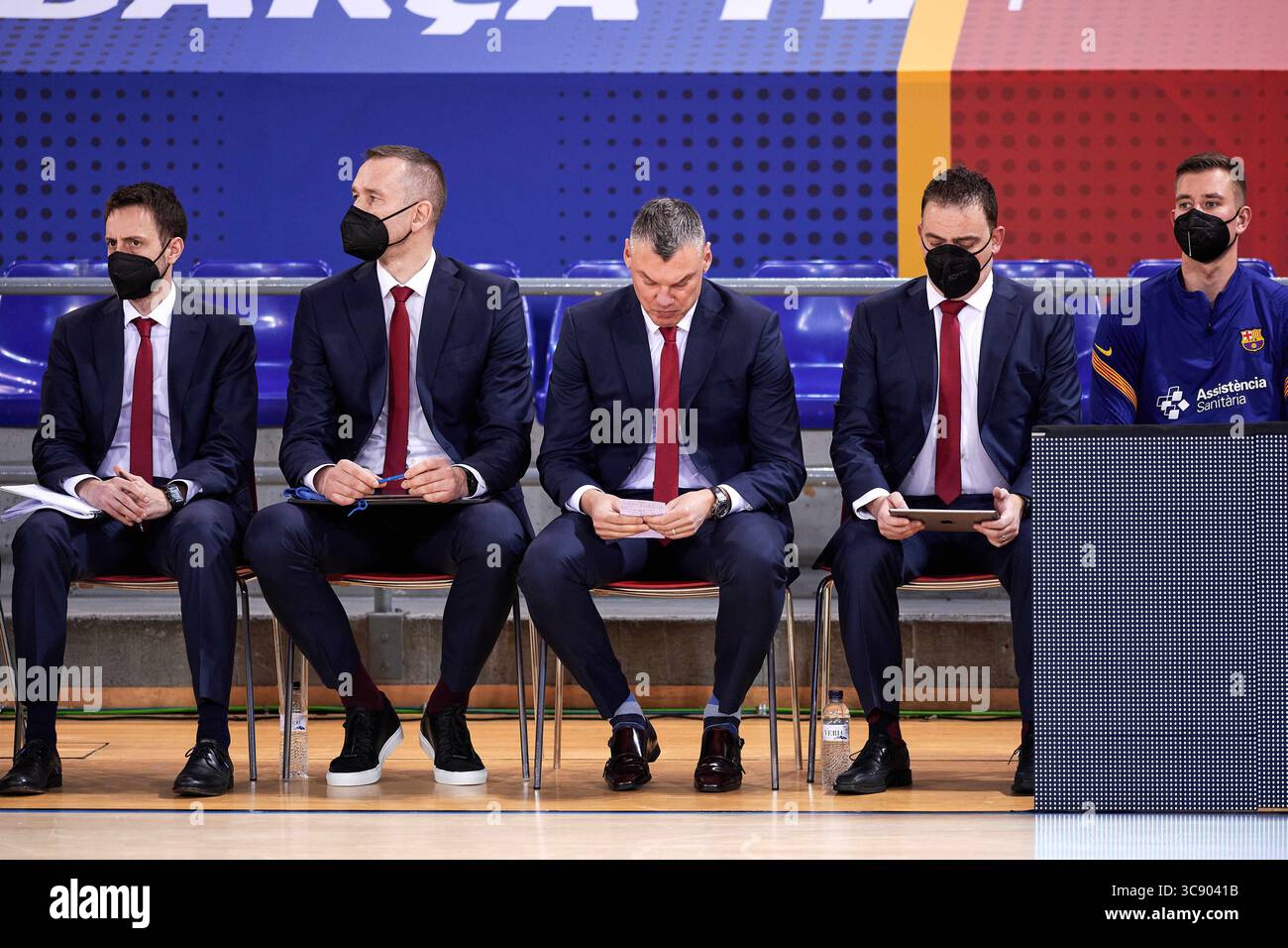 18. Februar 2021, Barcelona, Spanien: Sarunas Jasikevicius vom FC Barcelona während des Spiels der Turkish Airlines EuroLeague zwischen dem FC Barcelona und Zalgiris Kaunas im Palau Blaugrana in Barcelona. (Kreditbild: © Gerard Franco/DAX via ZUMA Wire) Stockfoto
