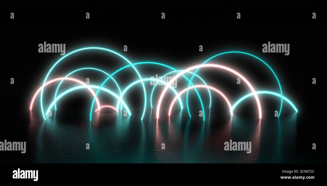 80s Retro Hintergrund mit leuchtendem Neon Reklametafel Stockfoto