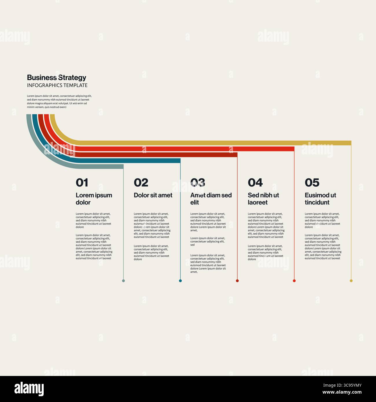 Infografik-Vorlage Für Horizontale Zeitachse Für Geschäftsstrategie. Bearbeitbare Vektordarstellung. Stock Vektor