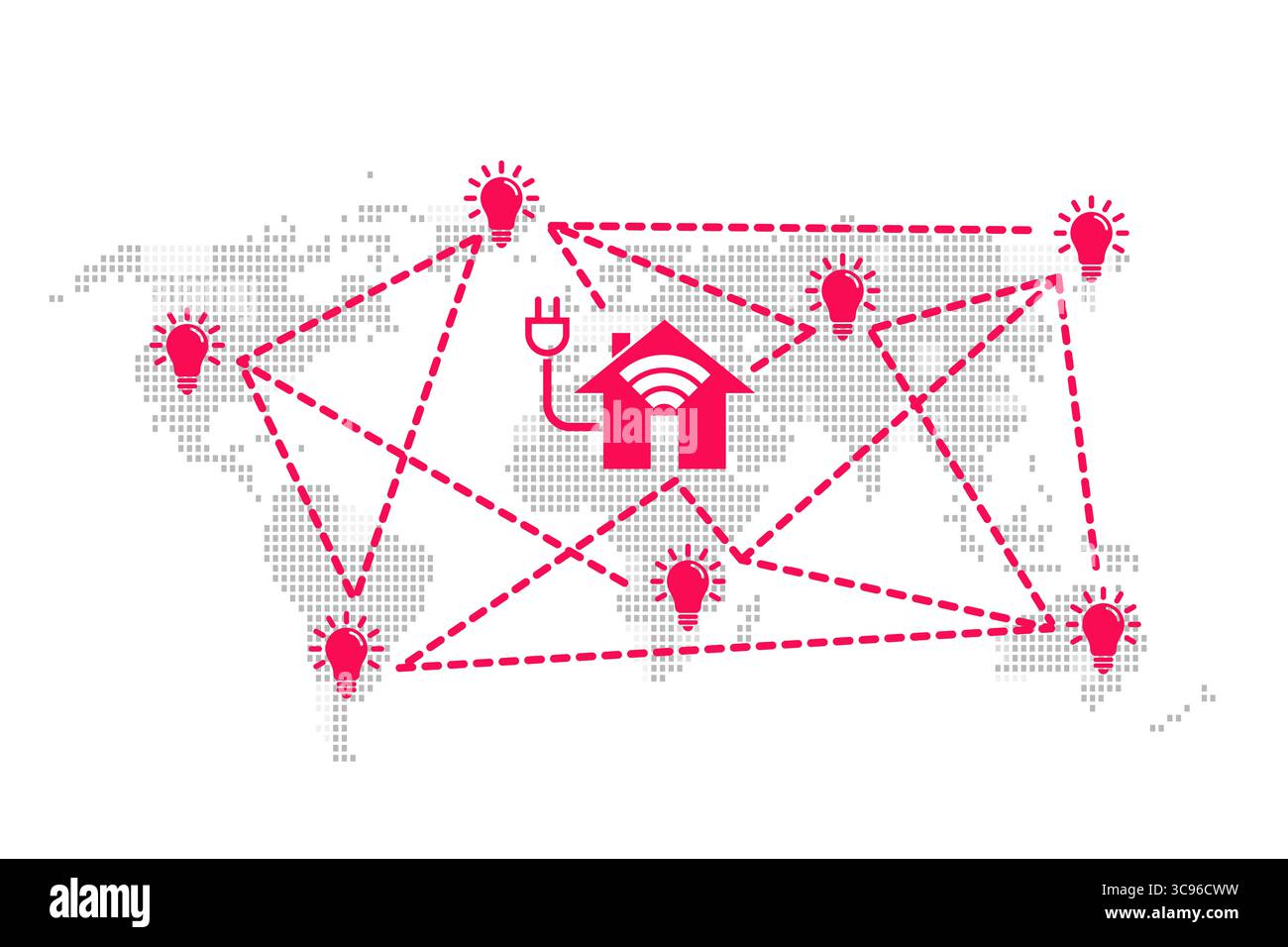 Smart Home Online Elektrizität Wireless Internet Netzwerksteuerung Verbindung mit iot-Konnektivitätstechnologie Bildkonzept Stockfoto
