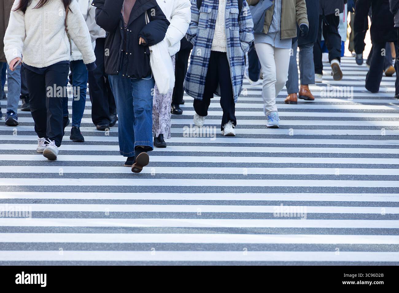 Menschenmenge überquert die Straße Zebra überquert zu Fuß Metro Japan City Metro Rush Hours Stockfoto