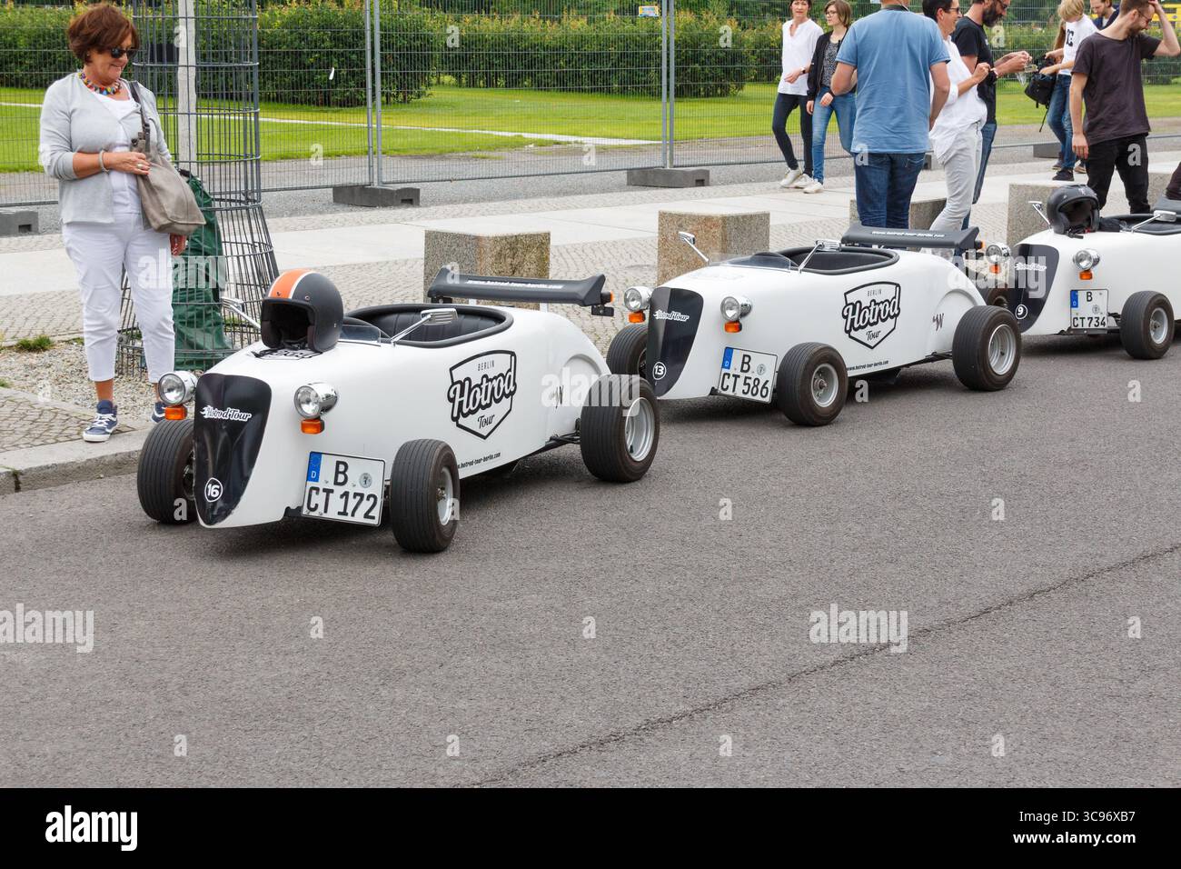 Hotrod-Go-Kart-Stil, kleine Autos in Berlin Stockfoto