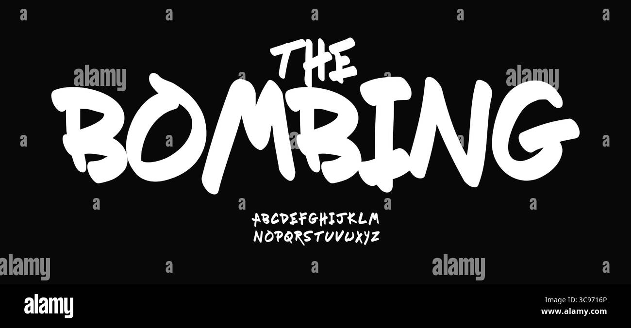 Graffiti Street Alphabet, Freestyle Pinsel Schriftart für Skate-Logo, Hip-Hop-Schild Überschrift, dynamische Handzeichnung typografisches Design, moderner urbaner Marker Stock Vektor